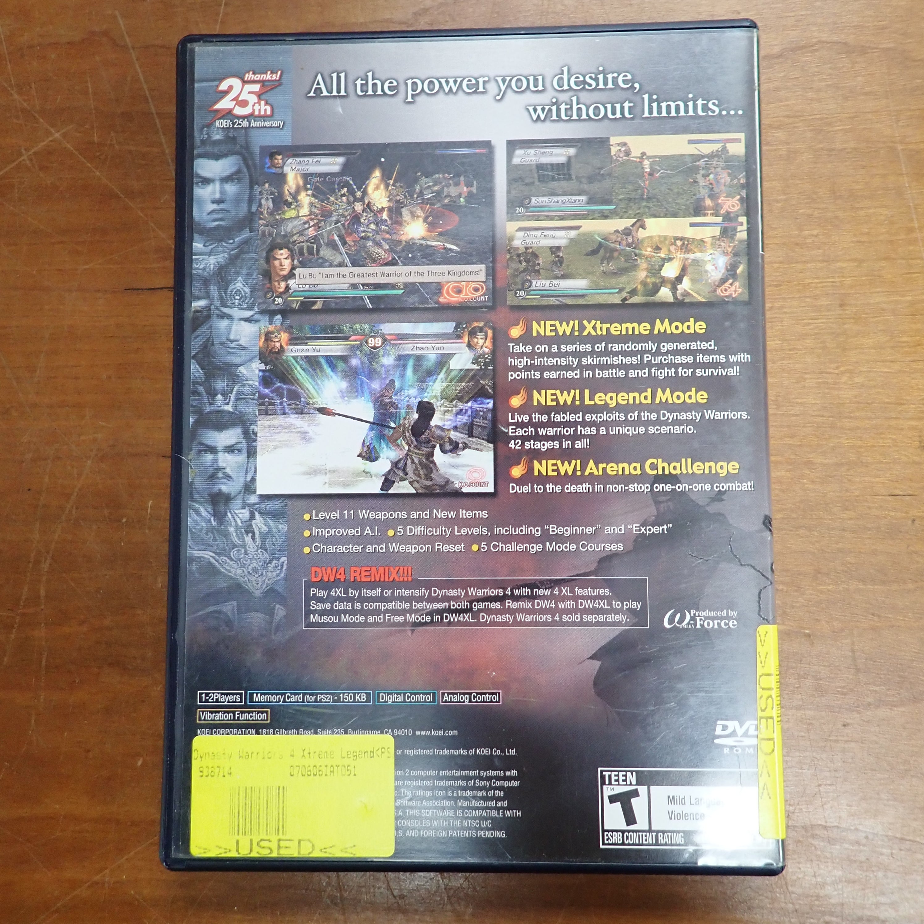 Dynasty Warriors 4 Xtreme Legends - PS2