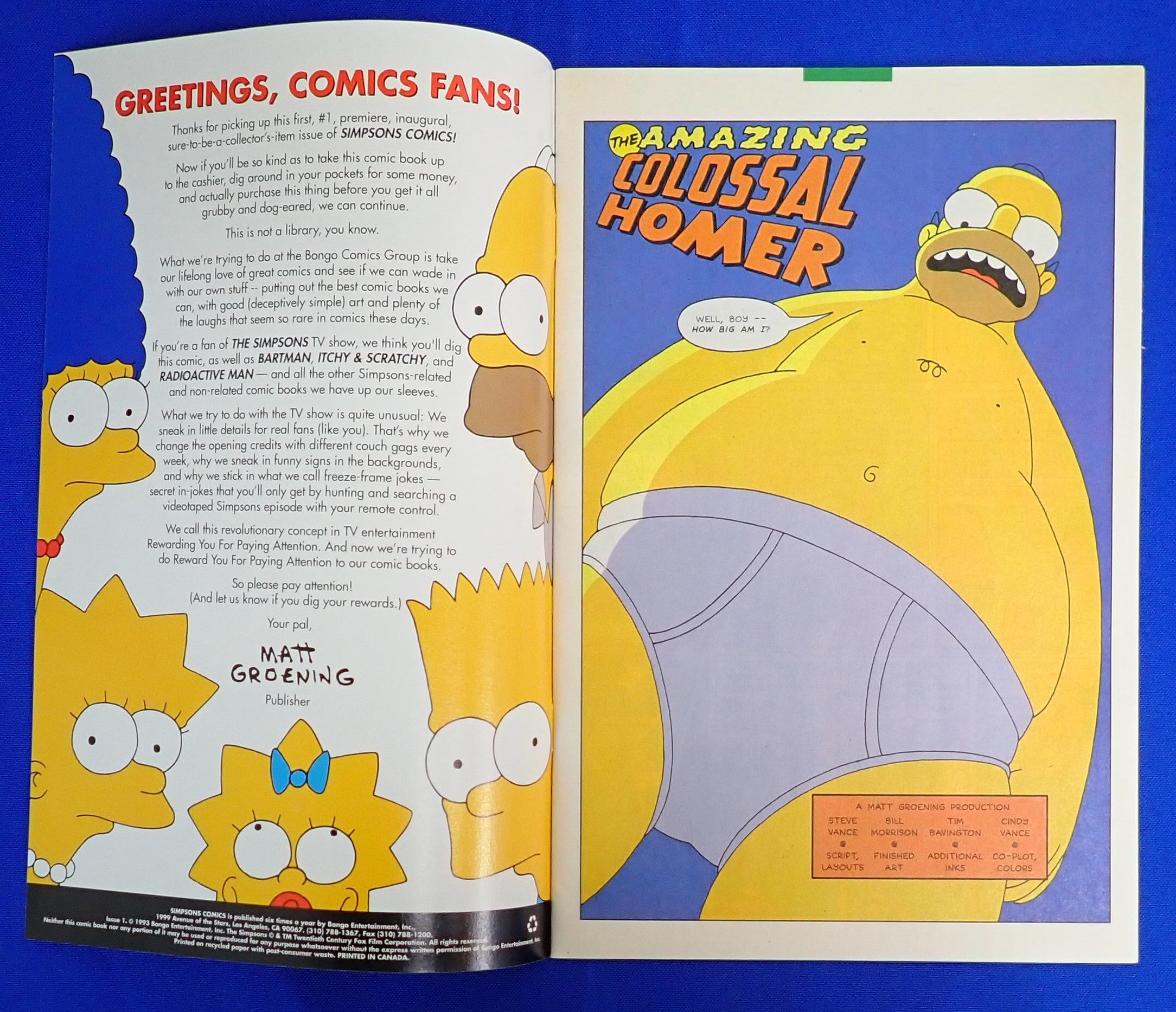 SImpsons Comics #1 (1999) - VF/NM (9.0) - Missing Polybag + Poster