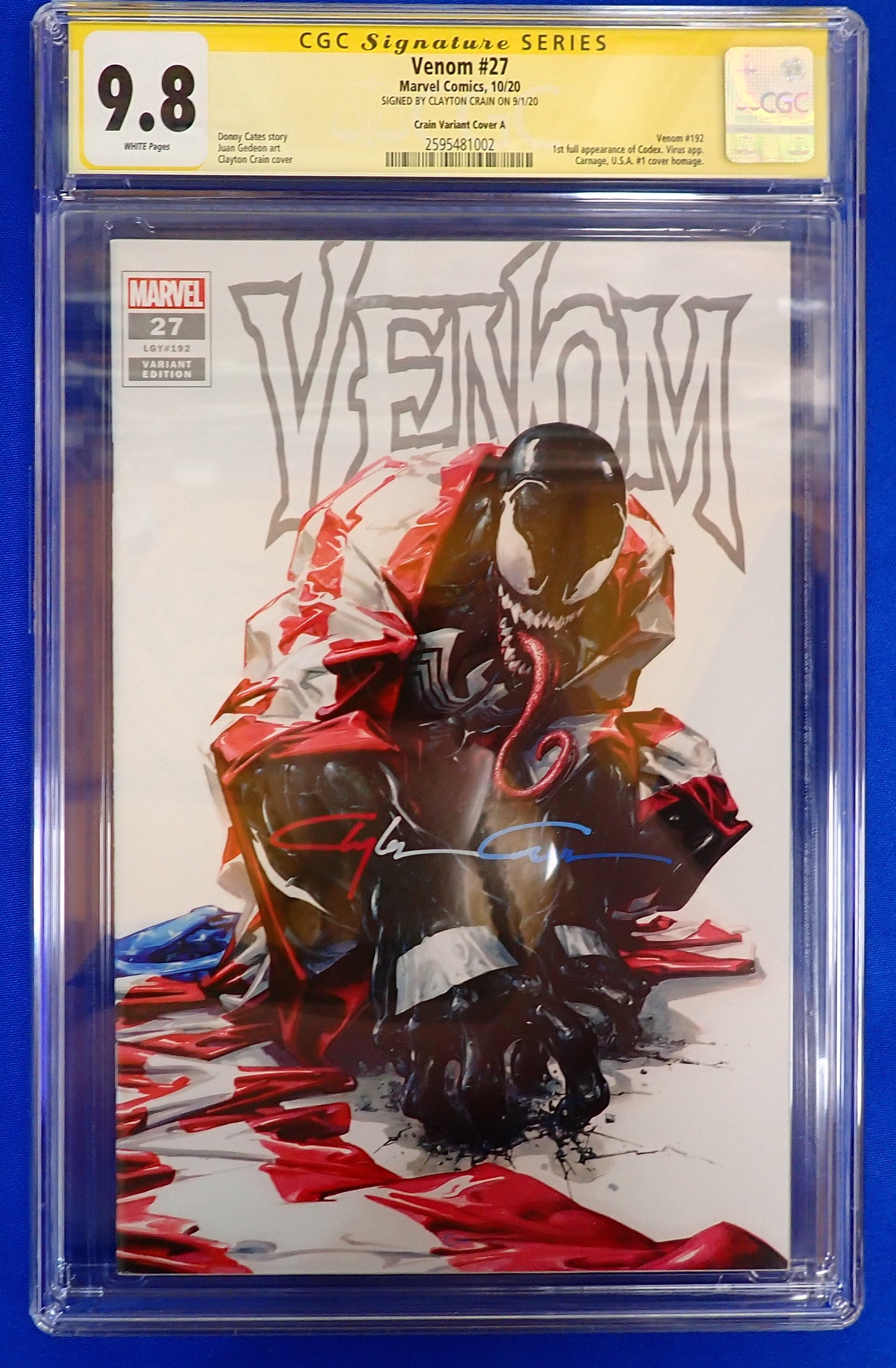 Venom #27 (2020) - CGC Signature 9.8 - Crain Variant Cover A SIGNED