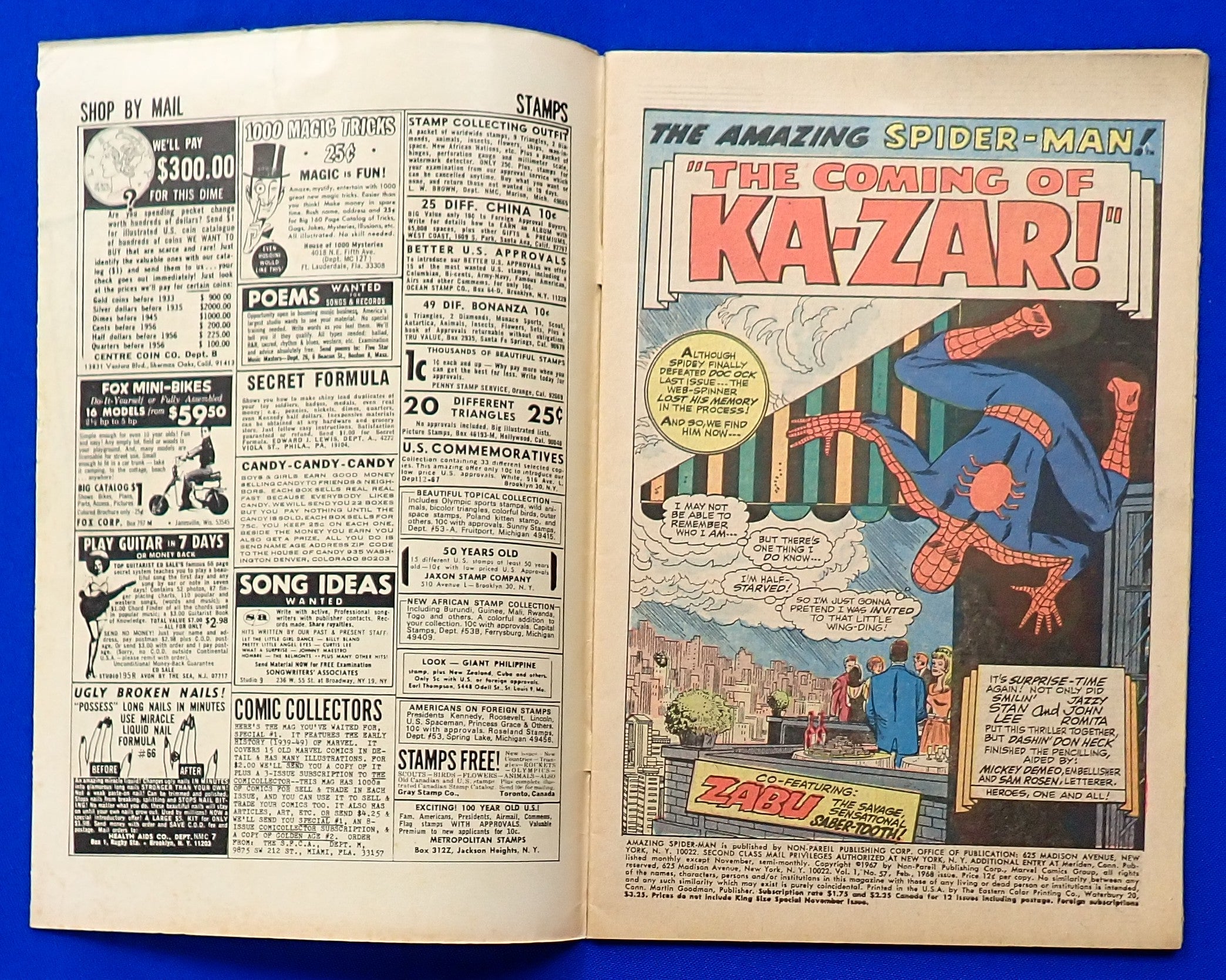 Amazing Spider-Man #57 (1968) - VG+ (4.0) - 1st Meeting: Spider-Man & Ka-Zar