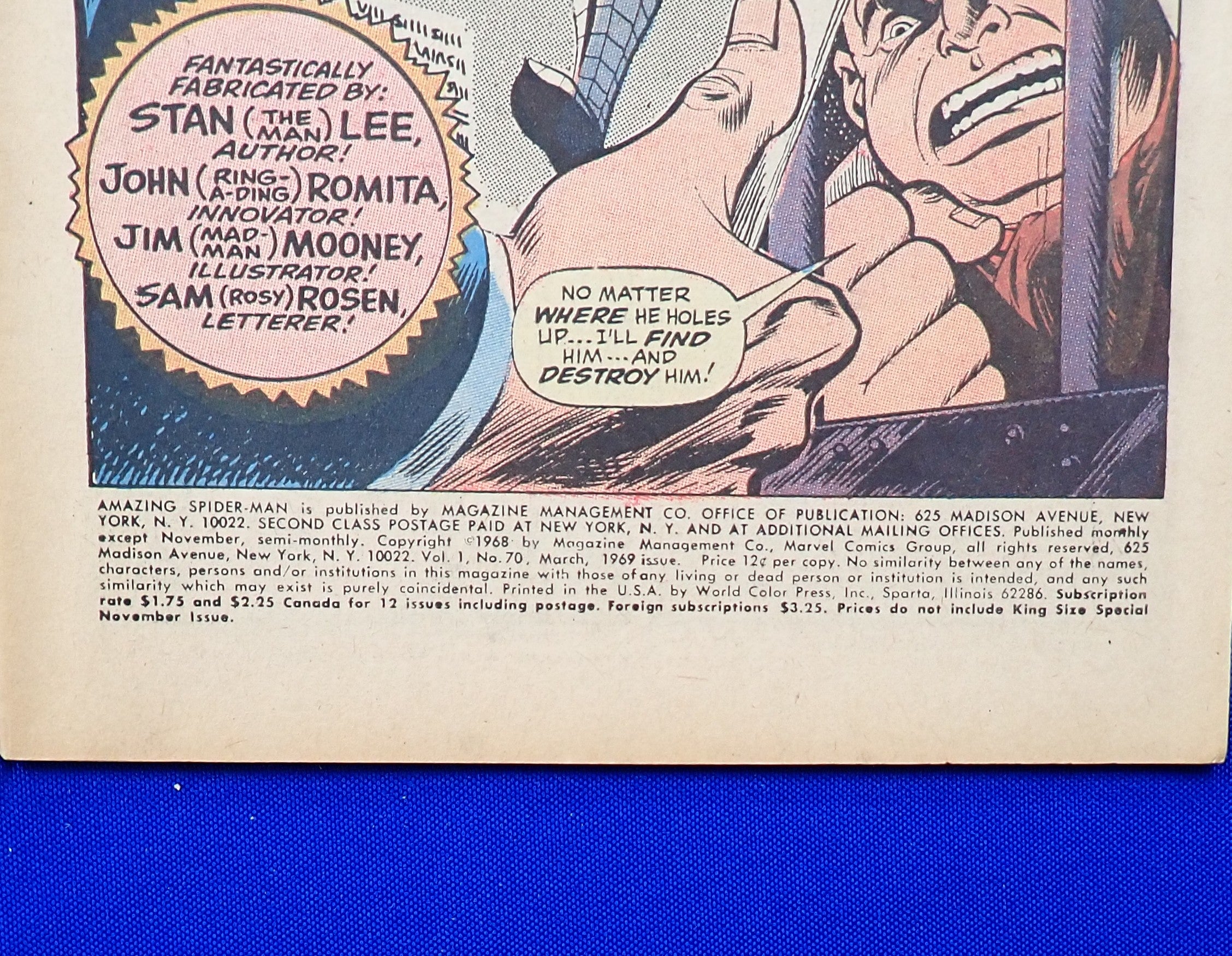 Amazing Spider-Man #70 (1969) - VG/FN (4.5-5.0) - 1st Cameo, Vannessa Fisk