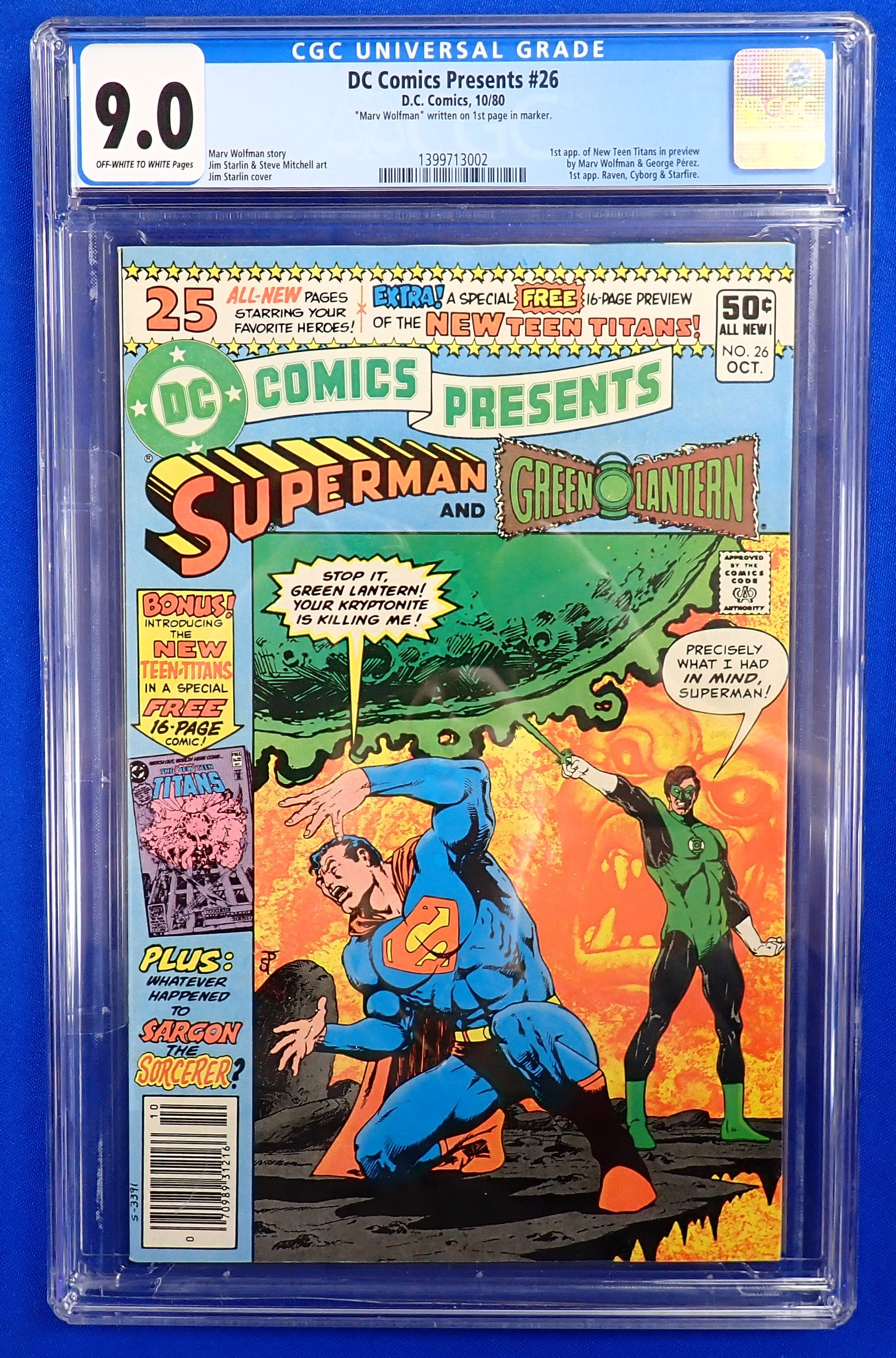 DC Comics Presents #26 (1980) - CGC 9.0 - 1st App. New Teen Titans in Preview