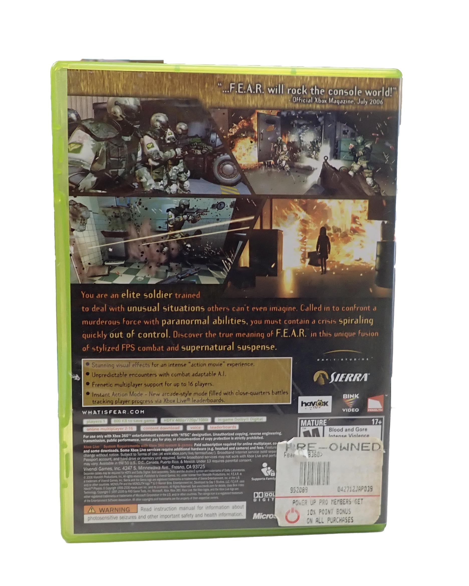 F.E.A.R. First Encounter Assault Recon - Xbox 360