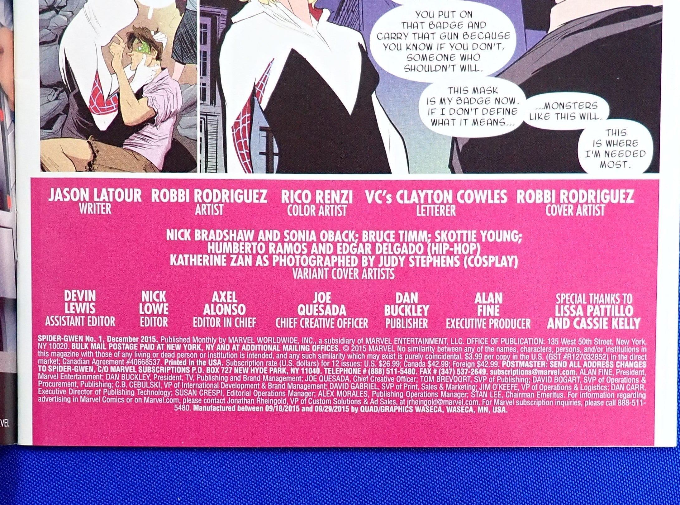 Spider-Gwen #1 (2015) - NM+ (9.2+) - Skottie Young Variant