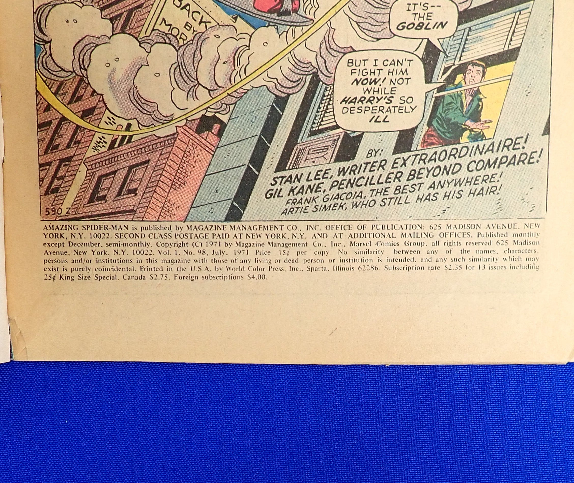 Amazing Spider-Man #98 (1971) - VG/VG+ (4.0-4.5) - Drug Addiction Plot