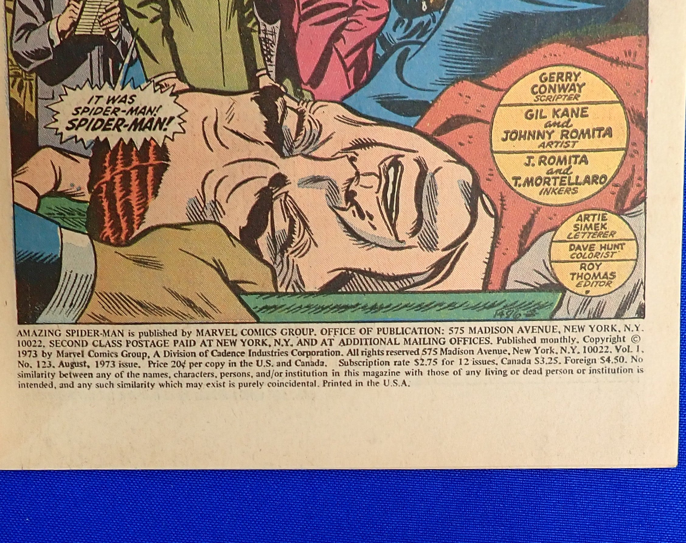 Amazing Spider-Man #123 (1973) - VF+ (8.5) - Gwen Stacy Funeral