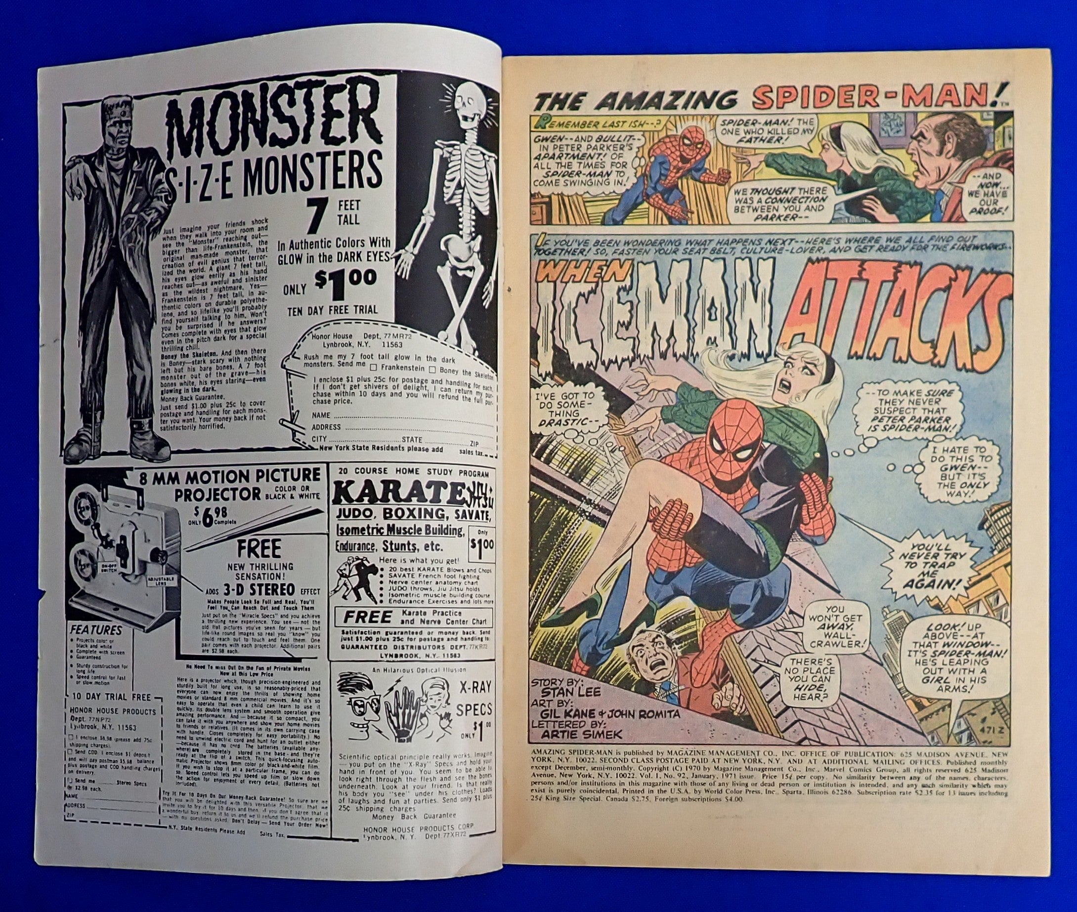 Amazing Spider-Man #92 (1971) - GD+ (2.5) - 1st Battle of Spider-man & Iceman