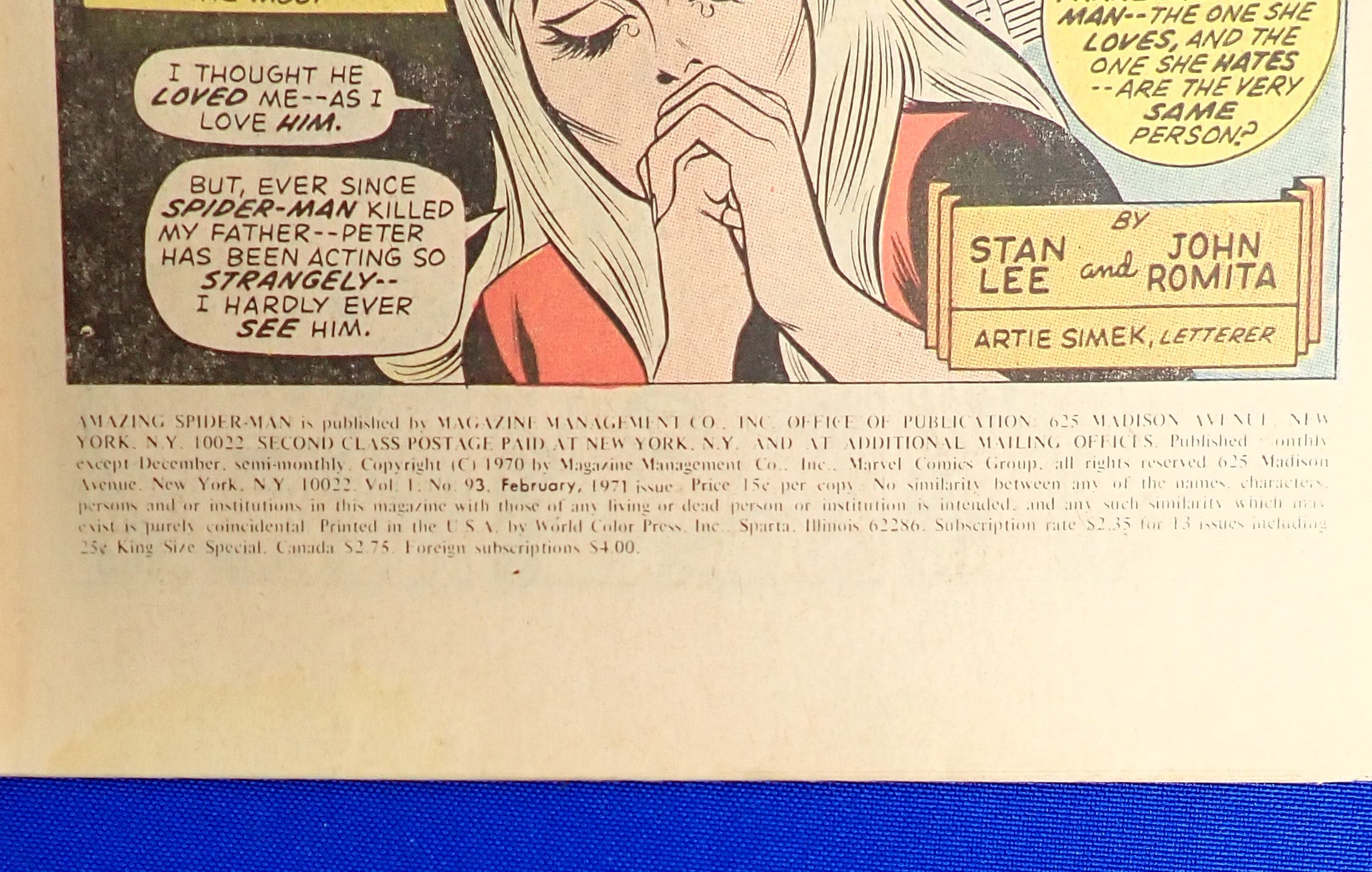 Amazing Spider-Man #93 (1971) - GD (2.0) - 1st App. Arthur Stacy