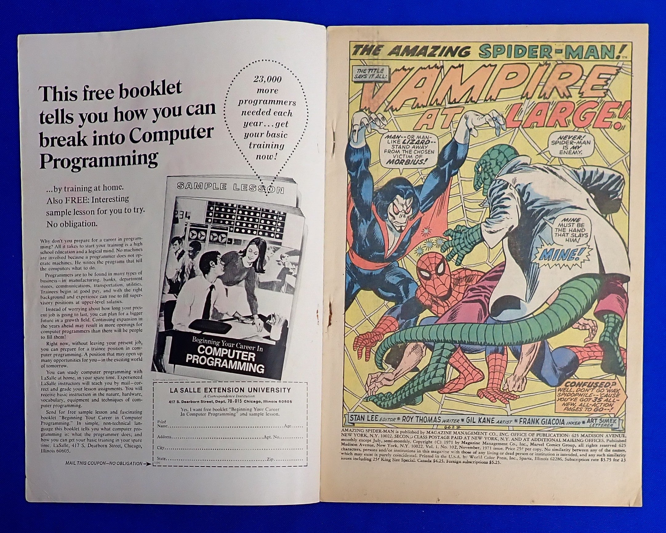 Amazing Spider-Man #102 (1971) - GD/VG- (3.0-3.5) - 2nd App. & Origin Morbius