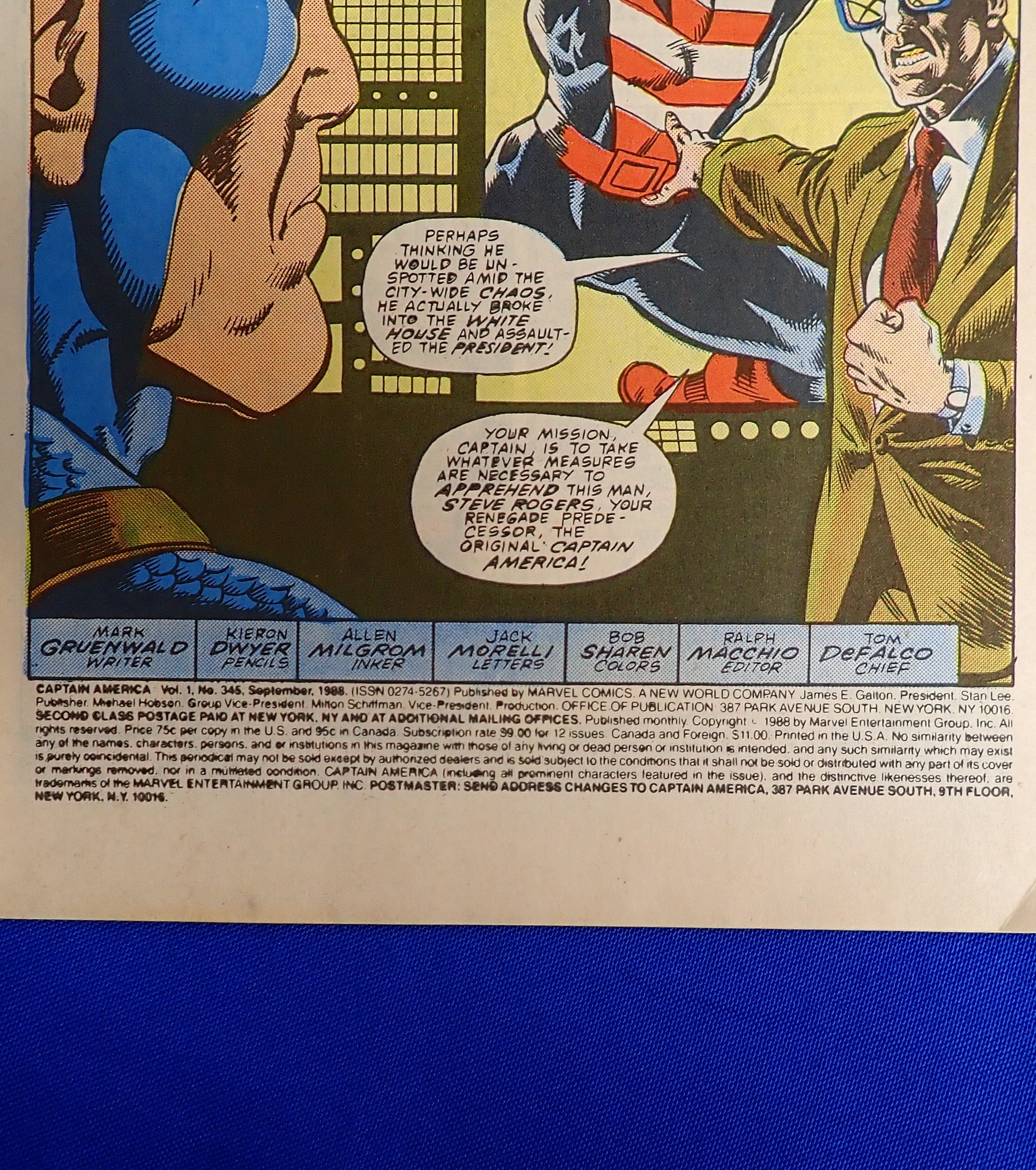 Captain America #345 (1988) - VF- (7.5) - Mark Jeweler Variant
