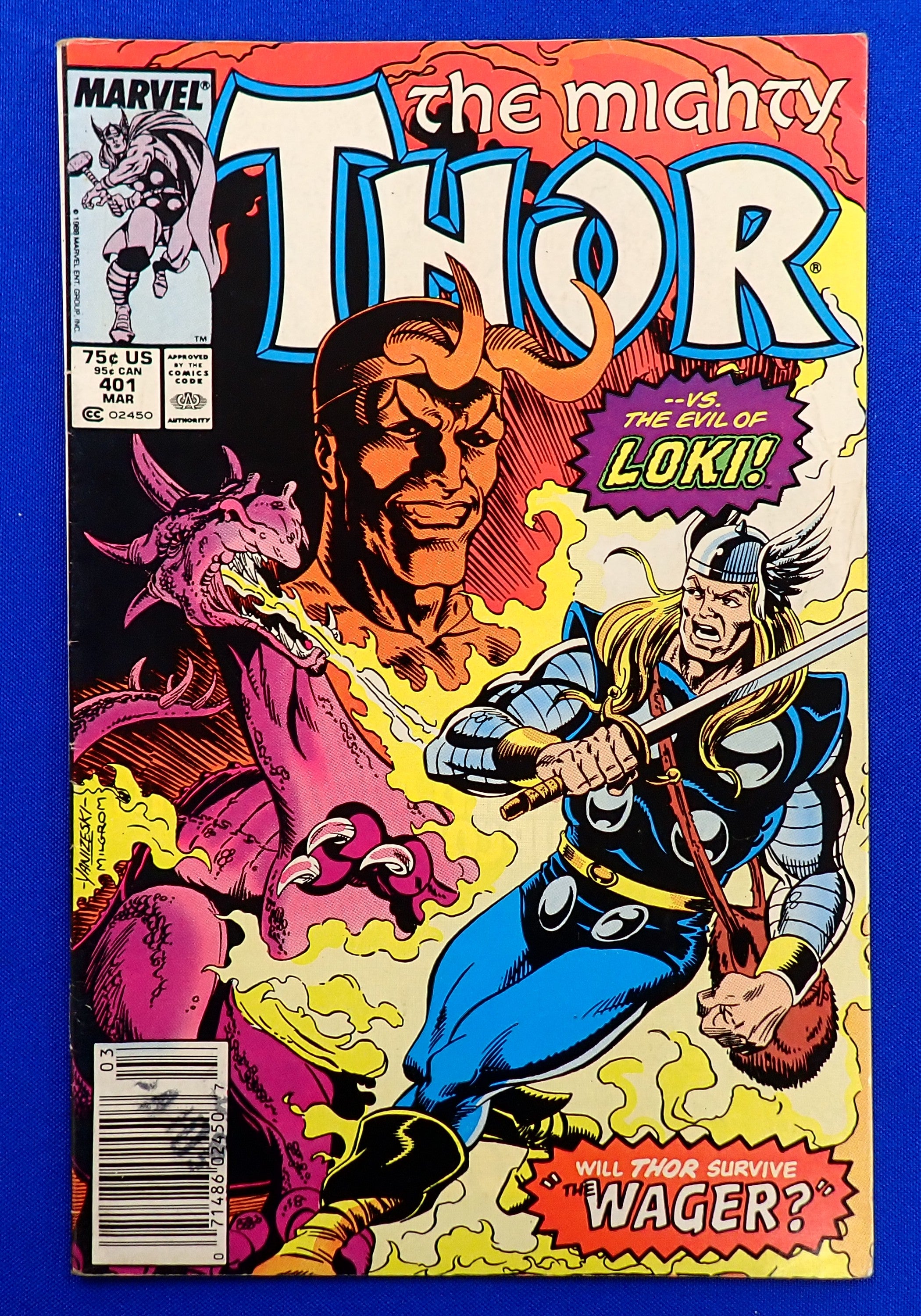 The Mighty Thor #401 (1989) - FN- (5.5) - Mark Jeweler Variant