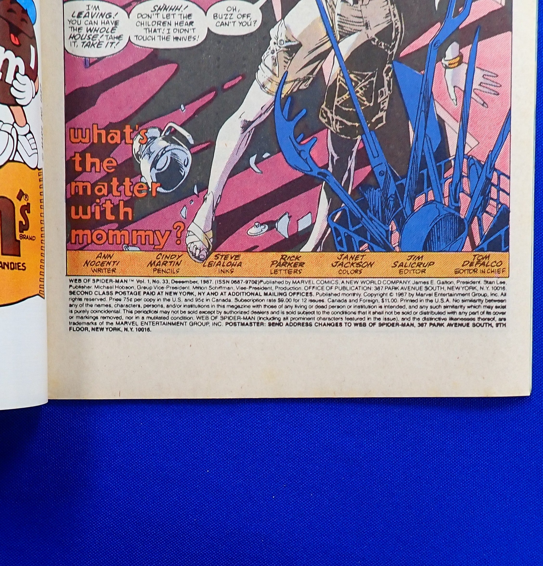 Web of Spider-Man #33 (1987) - VF- (7.5) - Mark Jeweler Variant