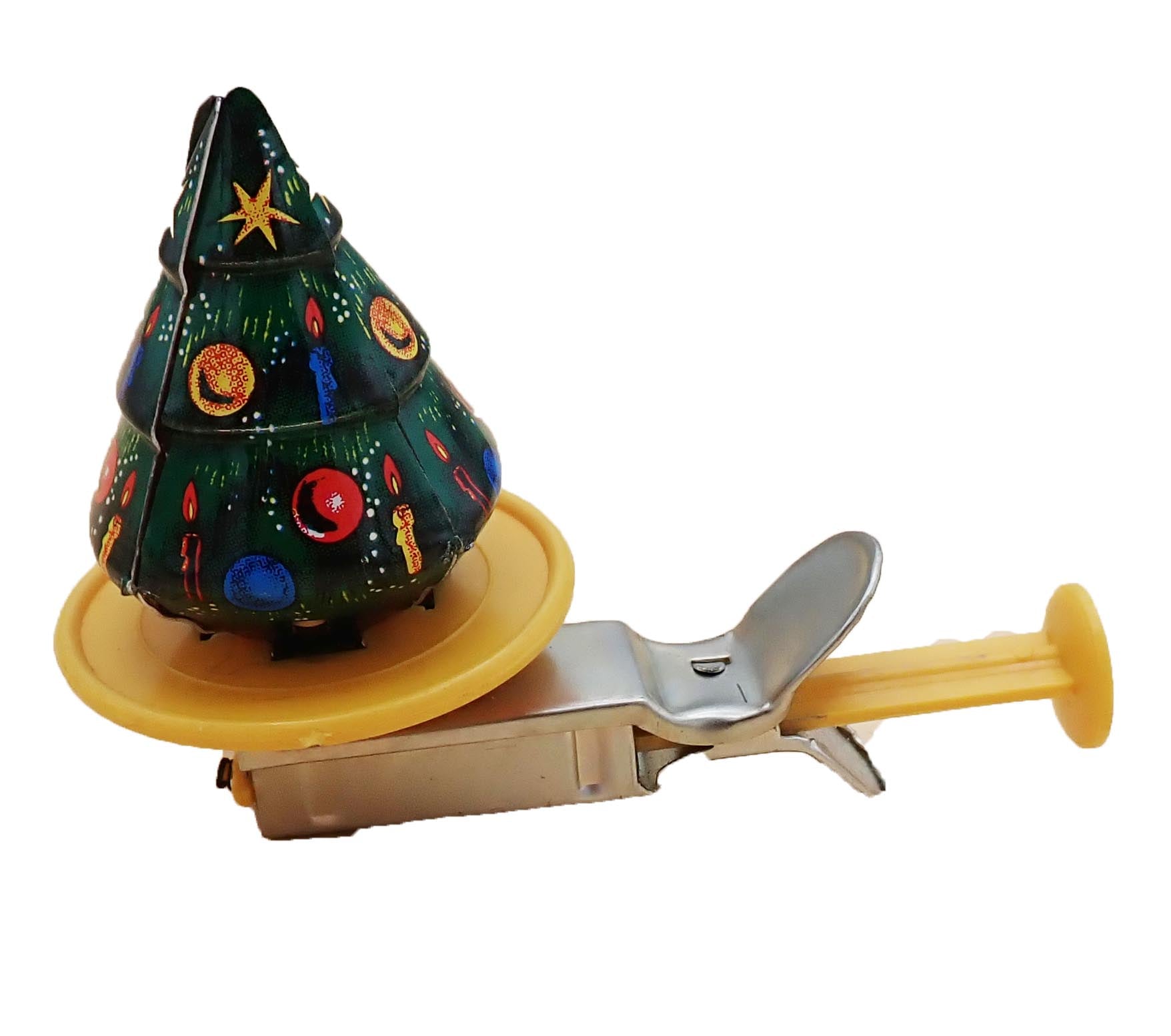 Vintage Tin Litho Spinning Hidden Santa Push Toy (Pre-Owned)