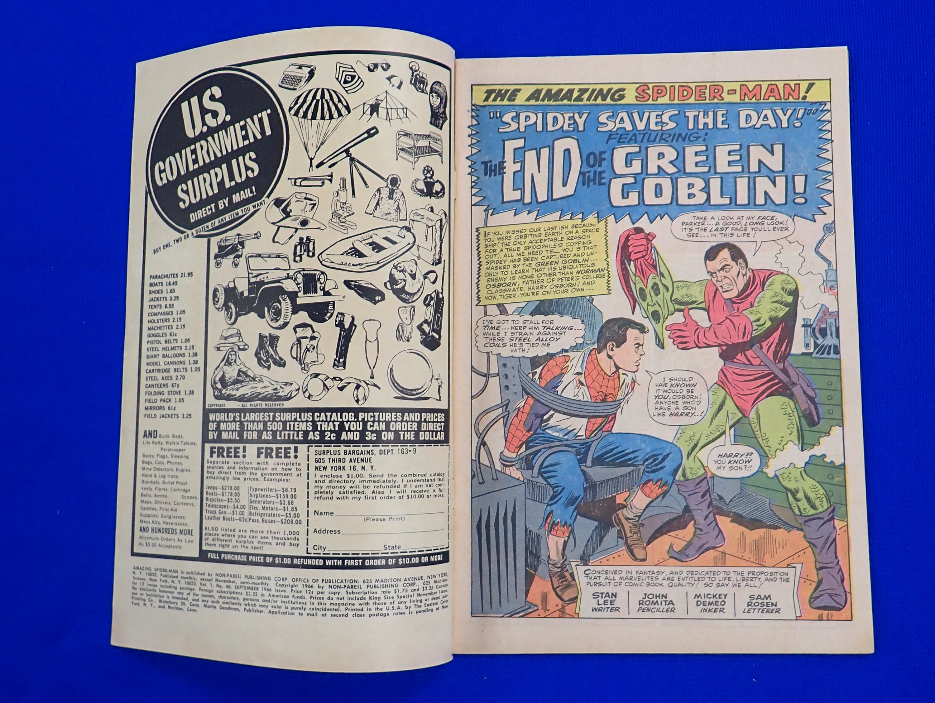 Amazing Spider-Man #40 (1966) - VF- (7.5) - Origin of Green Goblin