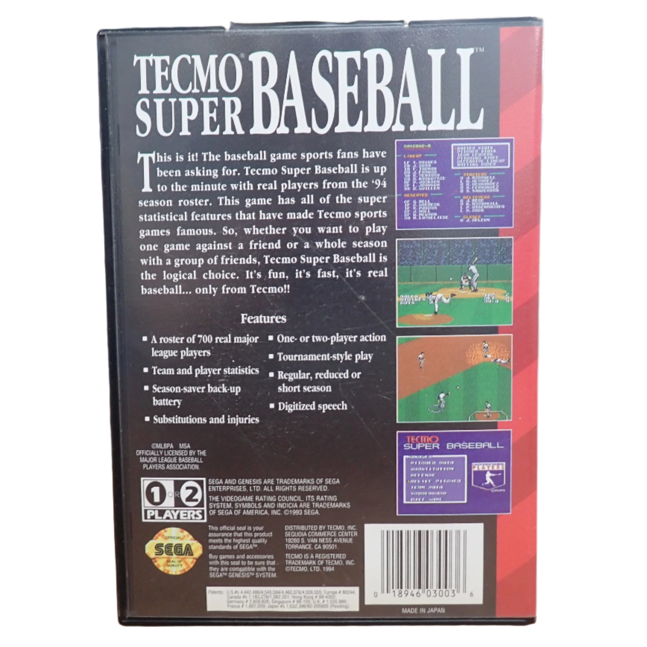 Tecmo Super Baseball - Sega Genesis