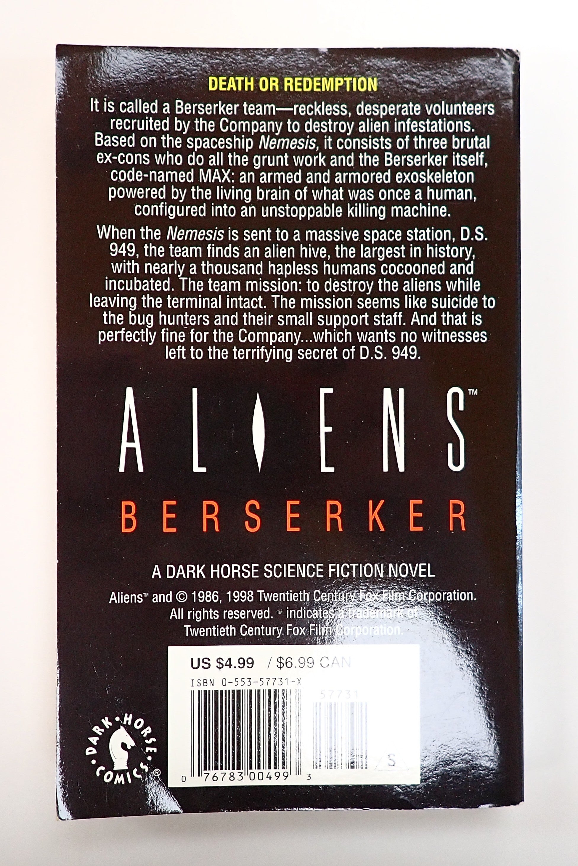 Aliens: Berserker (1998) - Pocket Novel [Pre-Owned]