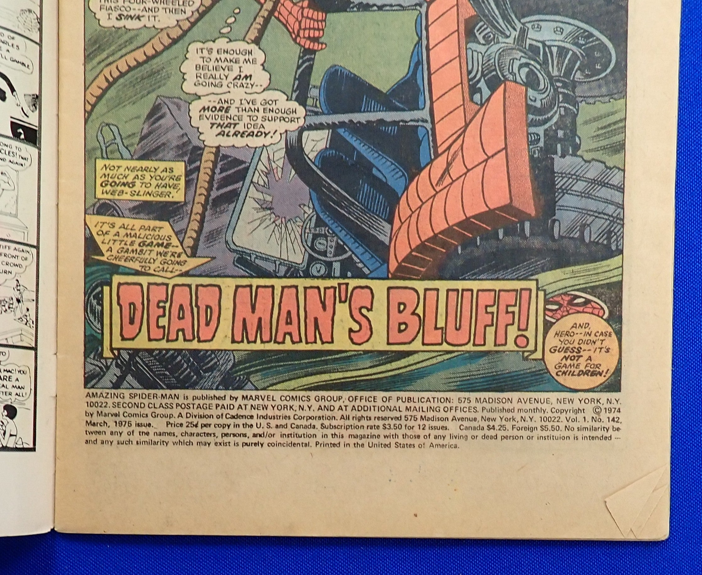 Amazing Spider-Man #142 (1975) - VG (4.0) - 1st Cameo of Gwen Stacy's Clone