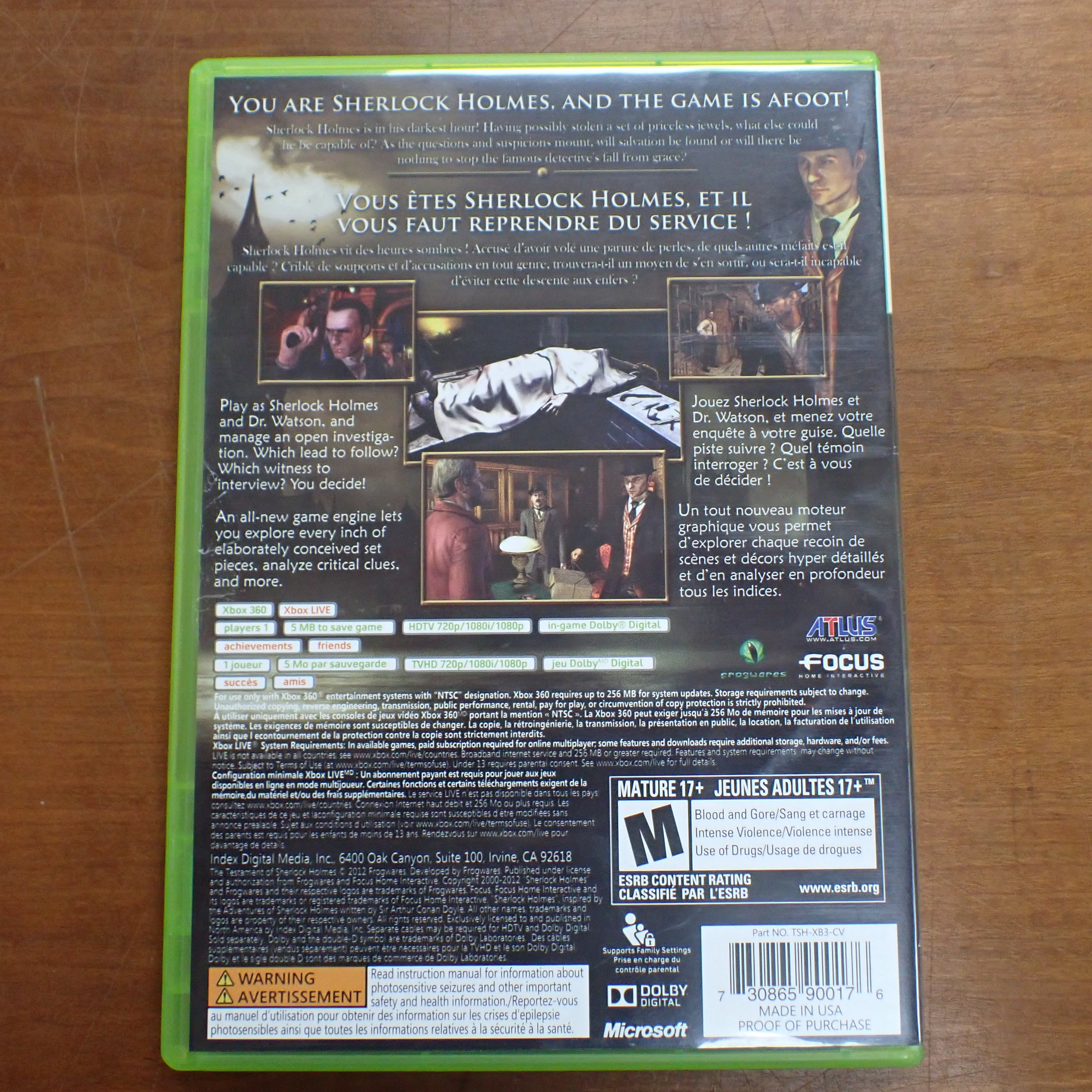 The Testament of Sherlock Holmes - Xbox 360
