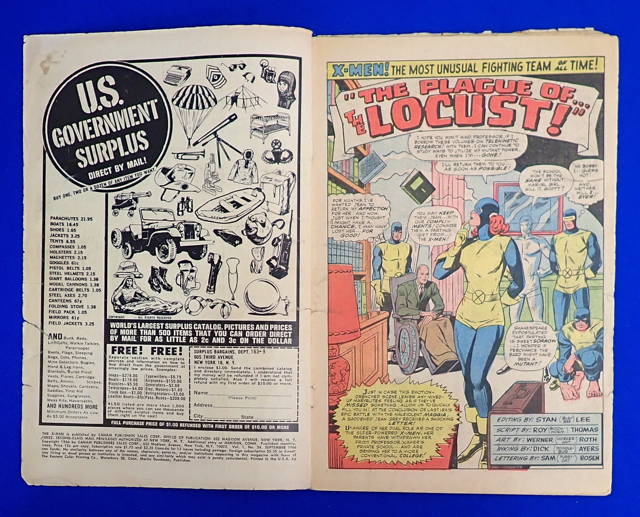 X-Men #24 (1966) - GD- (1.8) - 1st App. & Origin Locust