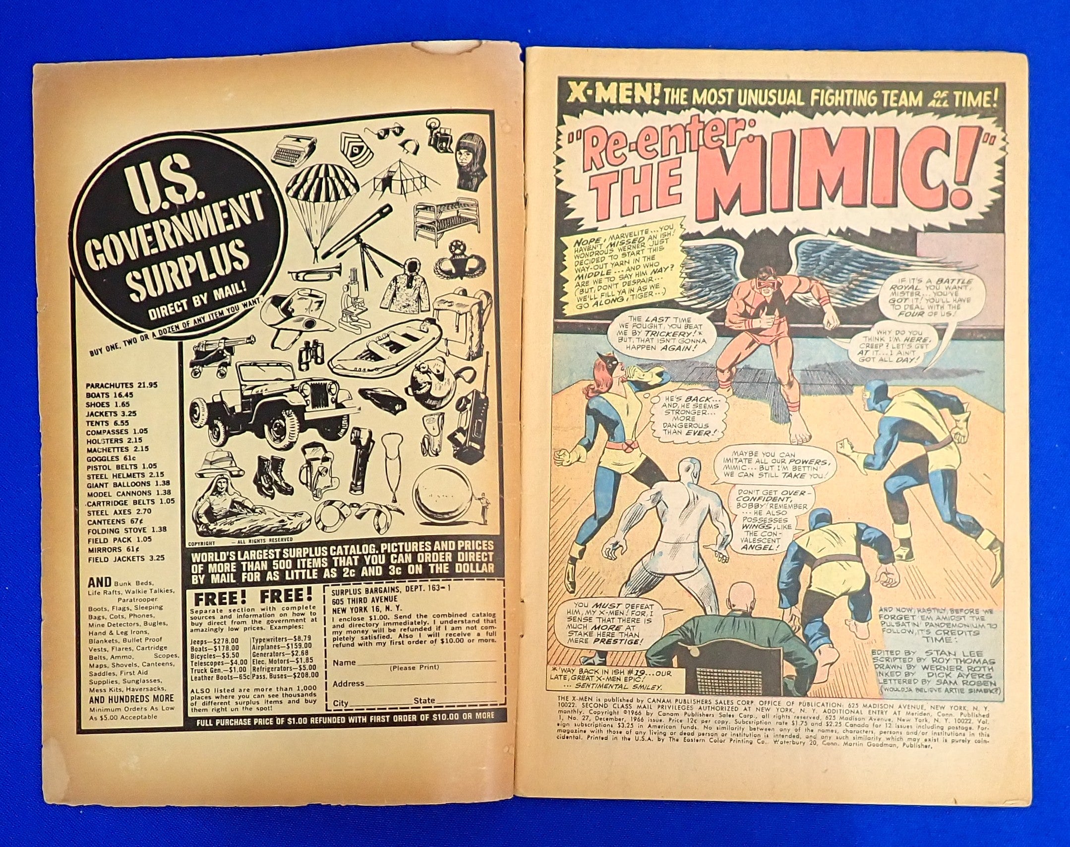 X-Men #27 (1966) - FR/GD (1.0-1.5) - Mimic Joins X-Men