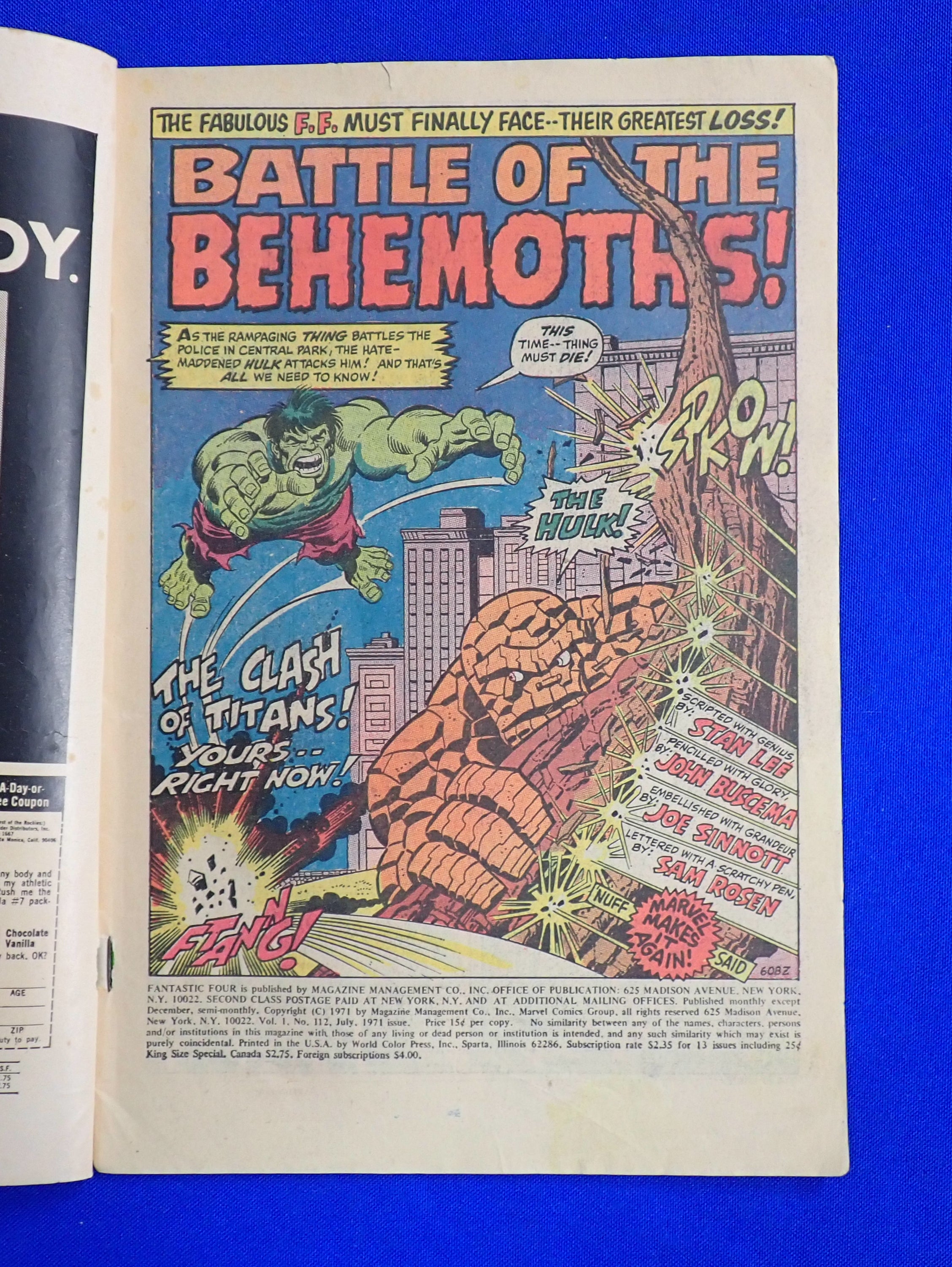 Fantastic Four #112 (1971) - GD - Hulk vs Thing