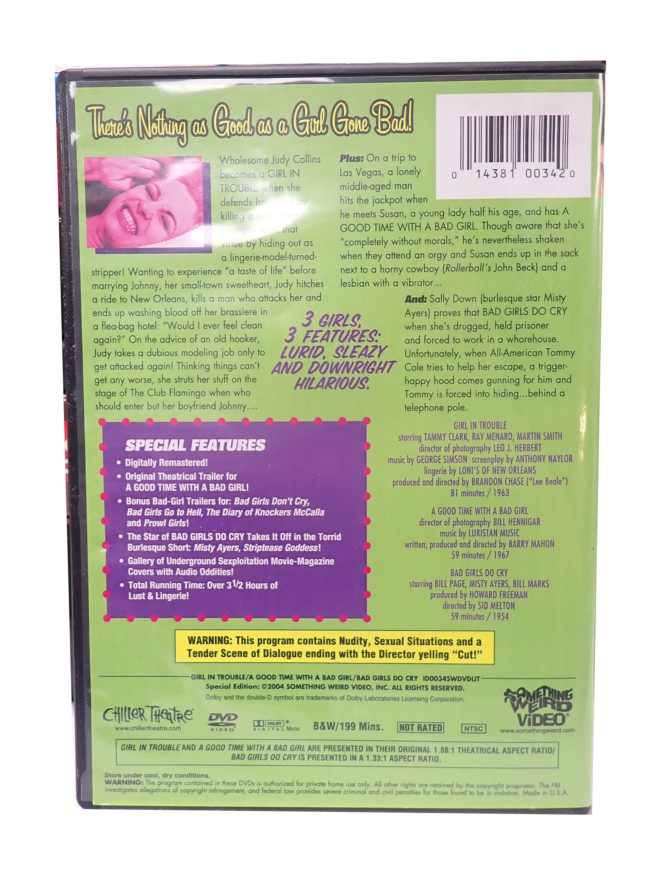 Girl In Trouble / A Good Time With A Bad Girl / Bad Girls Do Cry - Something Weird Video - [DVD]