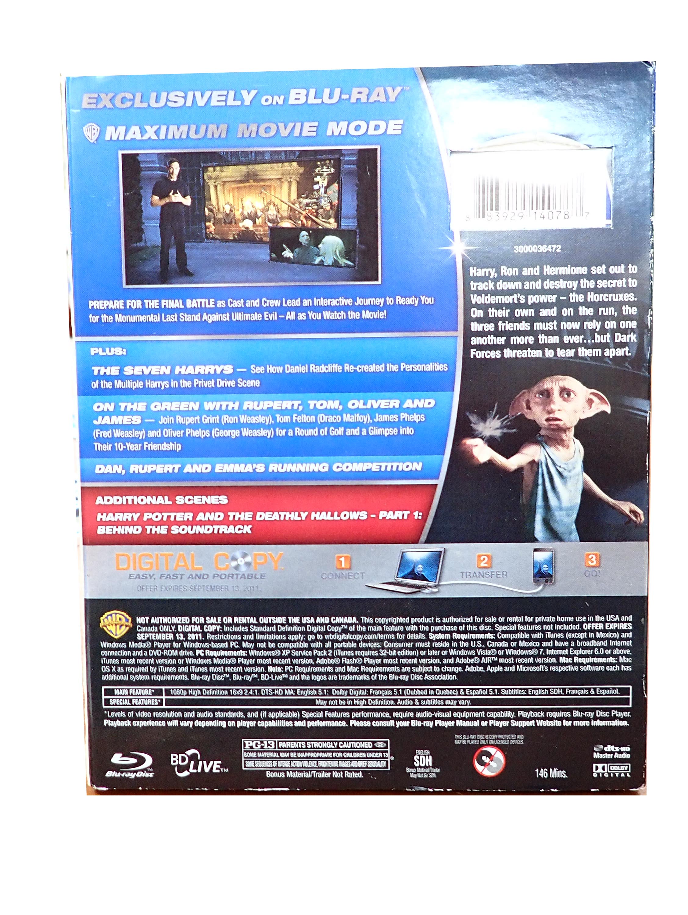 Harry Potter's and the Deathly Hallows Part 1 - Blu-Ray (Pre-Owned)