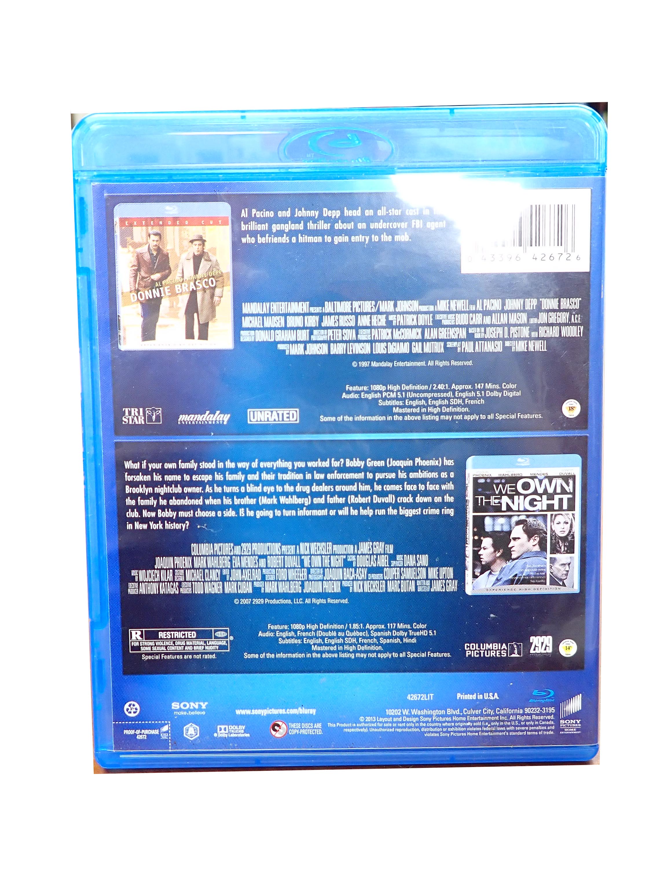 Double Feature: Donnie Brasco/We Own the Night - Blu-Ray (Pre-Owned)