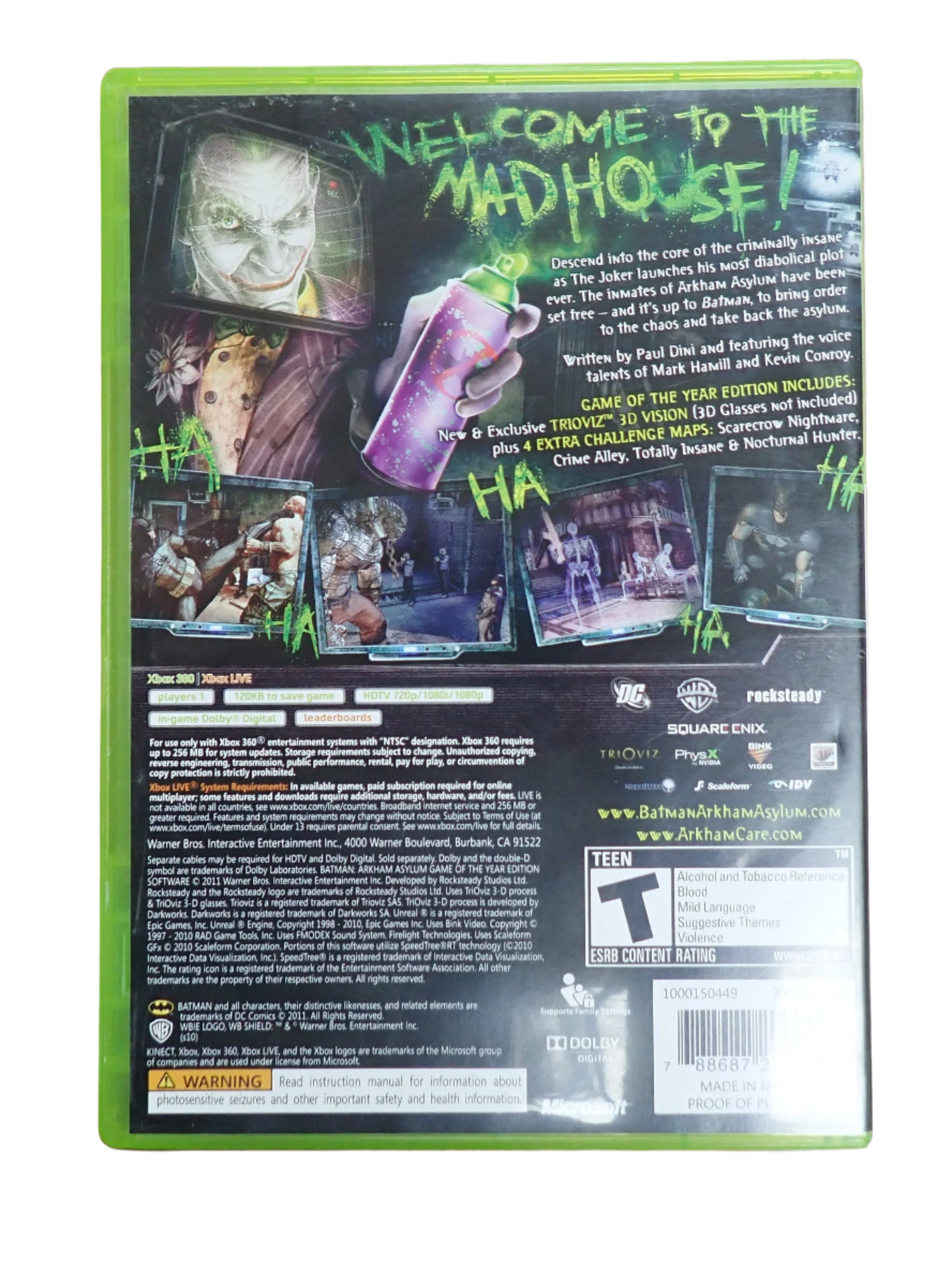 Batman: Arkham Asylum (GOTY Platinum) - Xbox 360