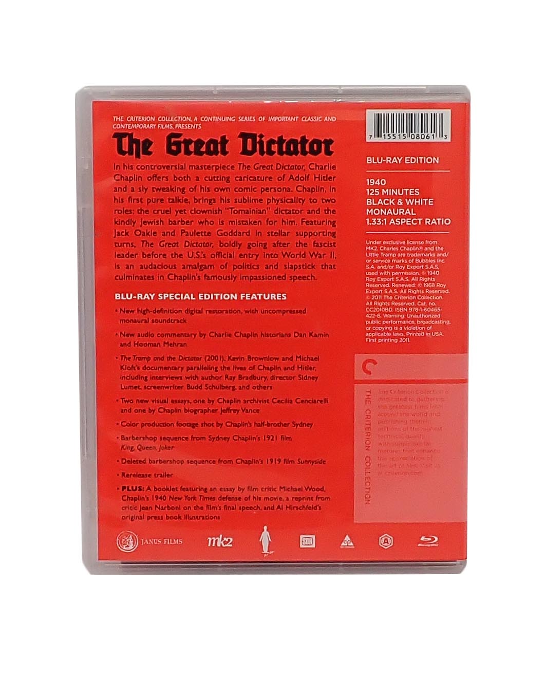 The Great Dictator (Criterion Collection) - Blu Ray