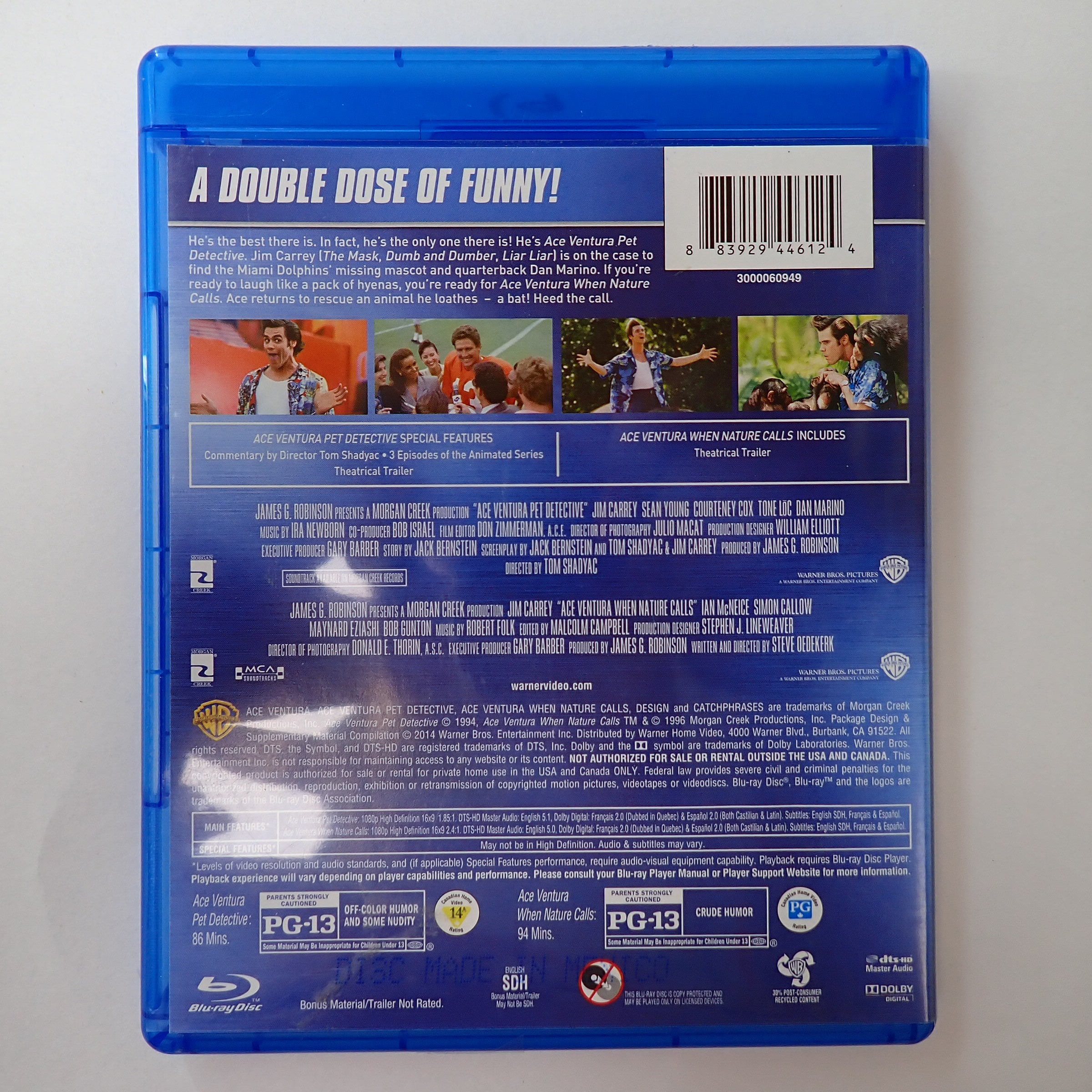 Ace Ventura Pet Detective/Ace Ventura When Nature Calls - Blu-Ray [Pre-Owned]