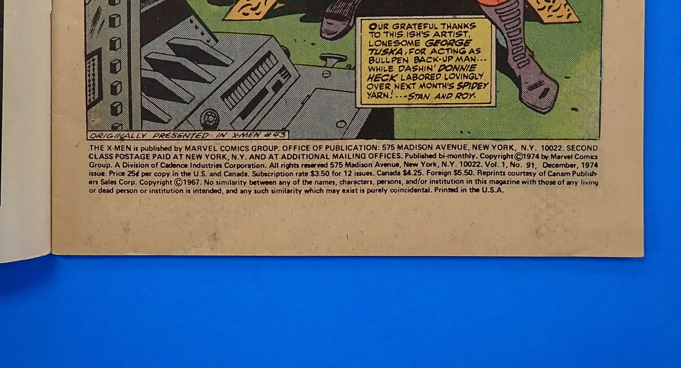 Uncanny X-Men #91 (1974) - VG- (3.5) - Reprints Issue #43