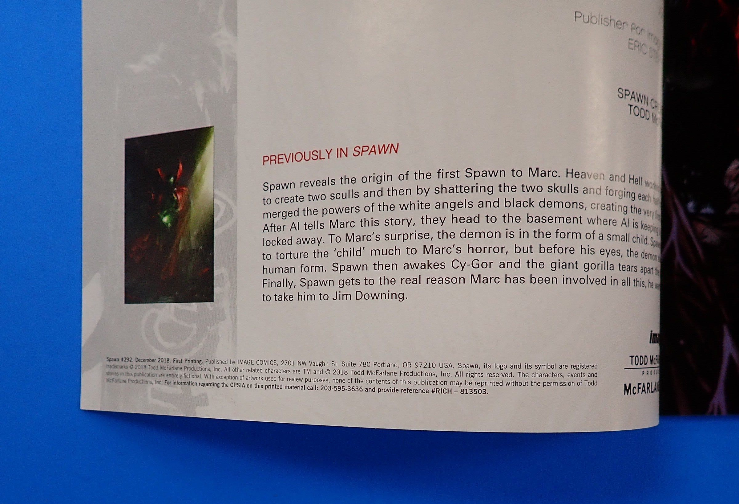 Spawn #292 (2018) - NM- (9.2+) - Spawn gains new powers