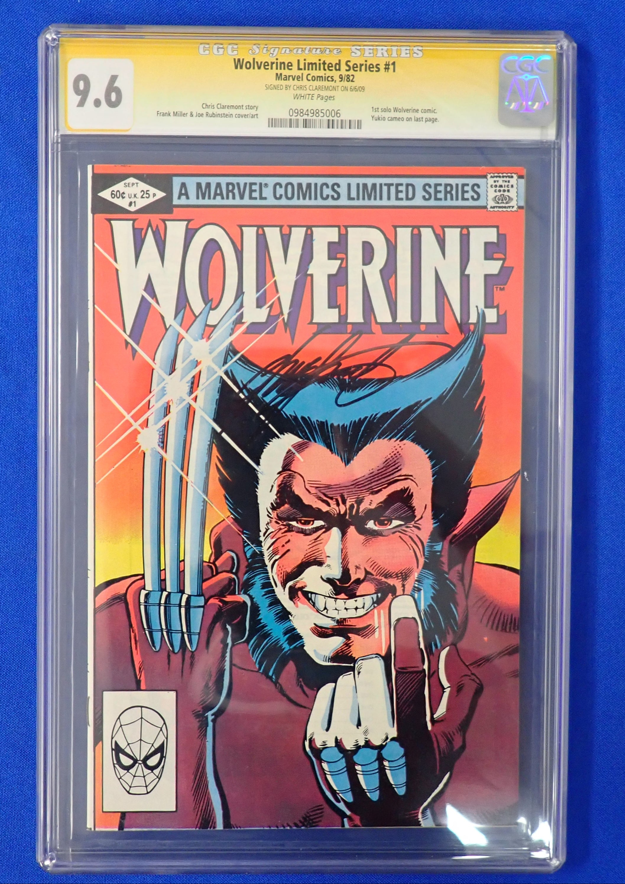 Wolverine Limited Series #1 (1982) CGC 9.6 SIGNED by Chris Claremont