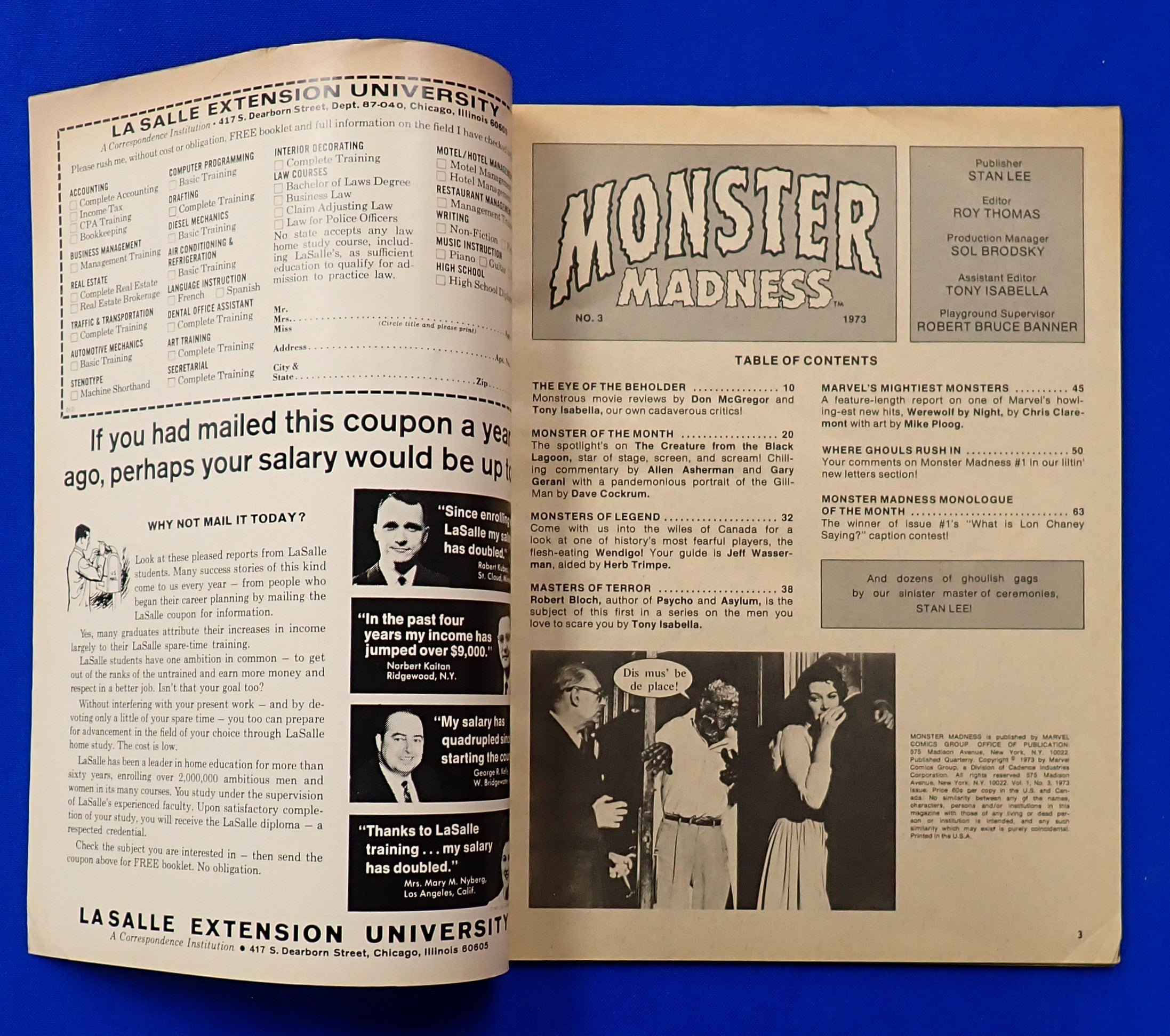 Monsters Madness #3 by Stan Lee (1973) - FN (6.0) - Softcover Magazine [Pre-Owned]