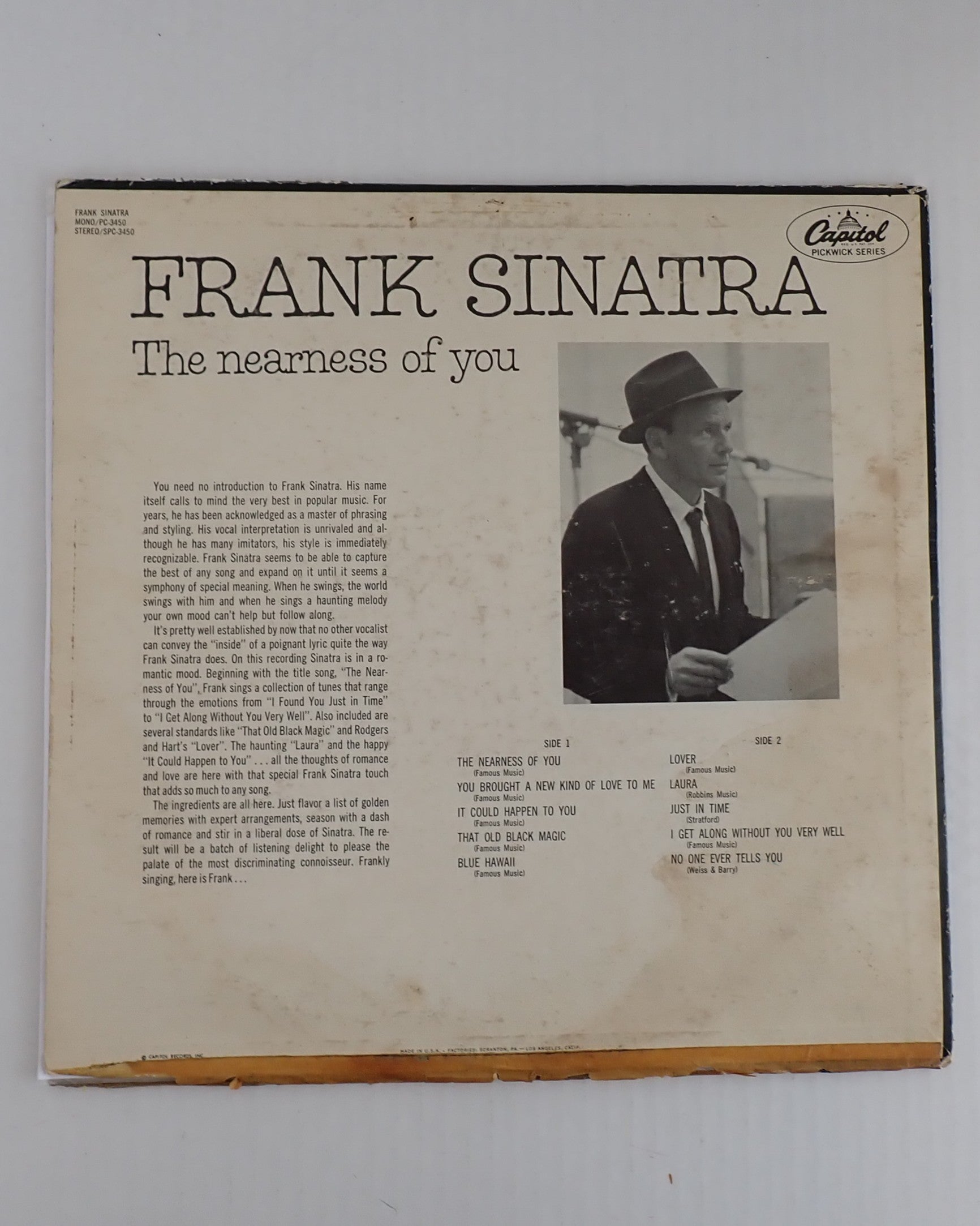 Frank Sinatra ‎– The Nearness Of You - Vinyl