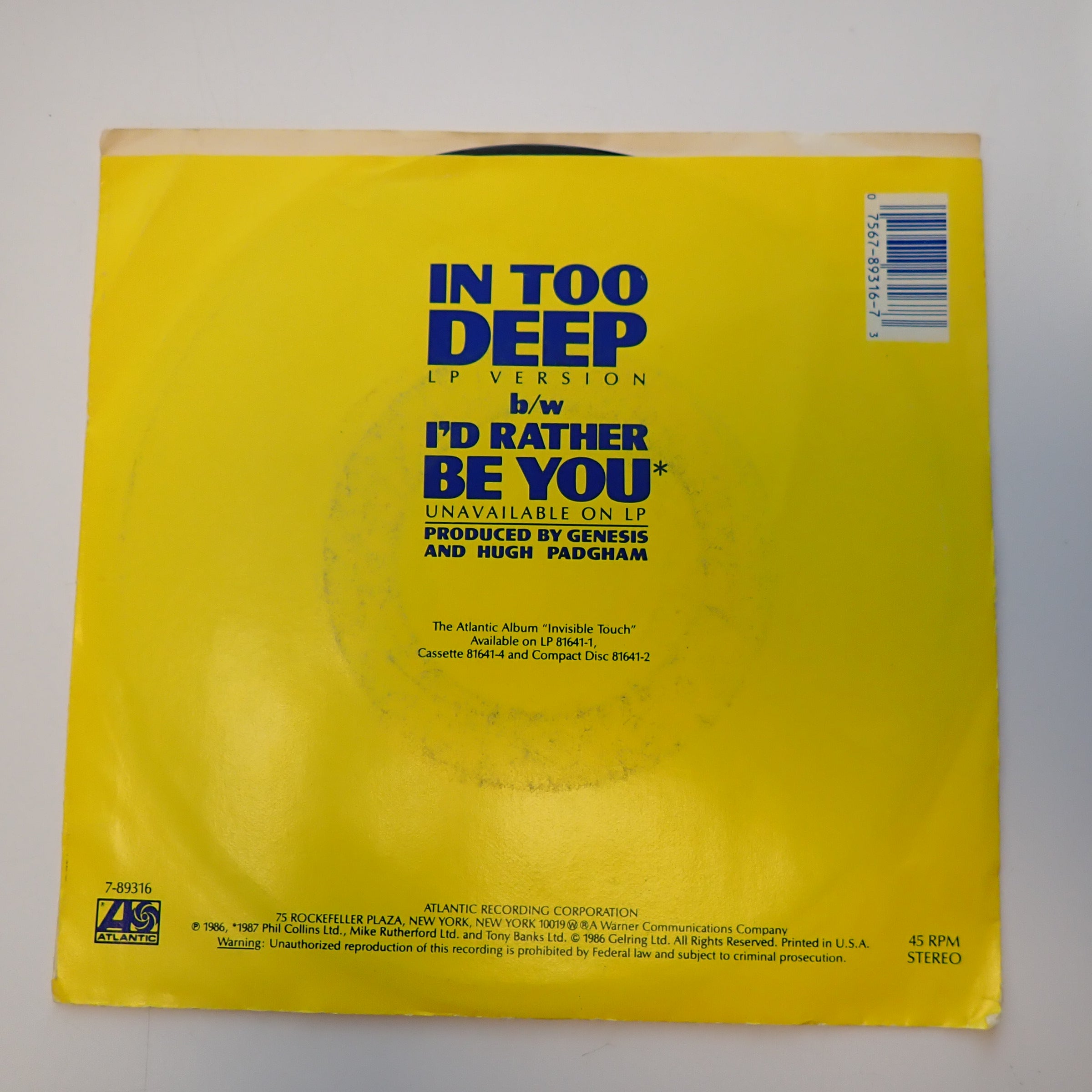 Genesis - In Too Deep - Vinyl