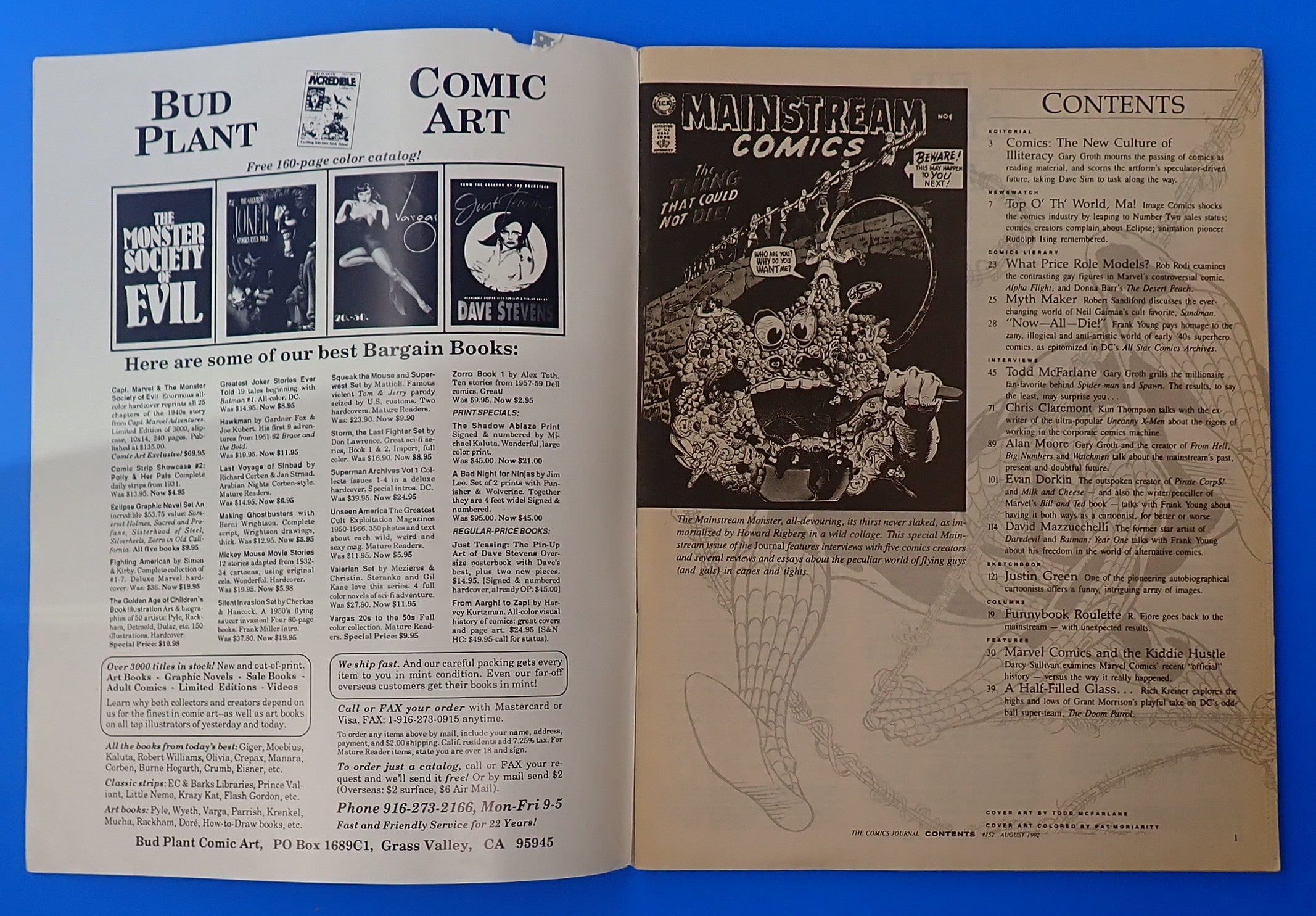 Comics Journal #152 (1992) - FN (6.0) - McFarlane & Alan Moore Interviews