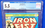 Iron Fist #1 (1975) - CGC 5.5 - Iron Fist battles Iron Man Continuation