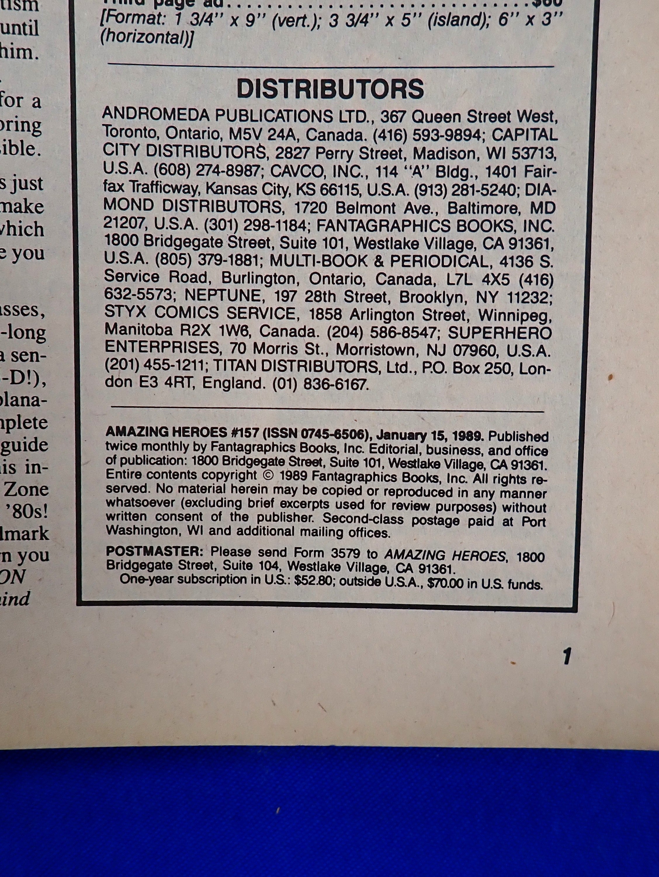 Amazing Heroes: Preview Special # 157 (1989) - VF (8.0) - 1st Preview of the Crow [Pre-Owned]