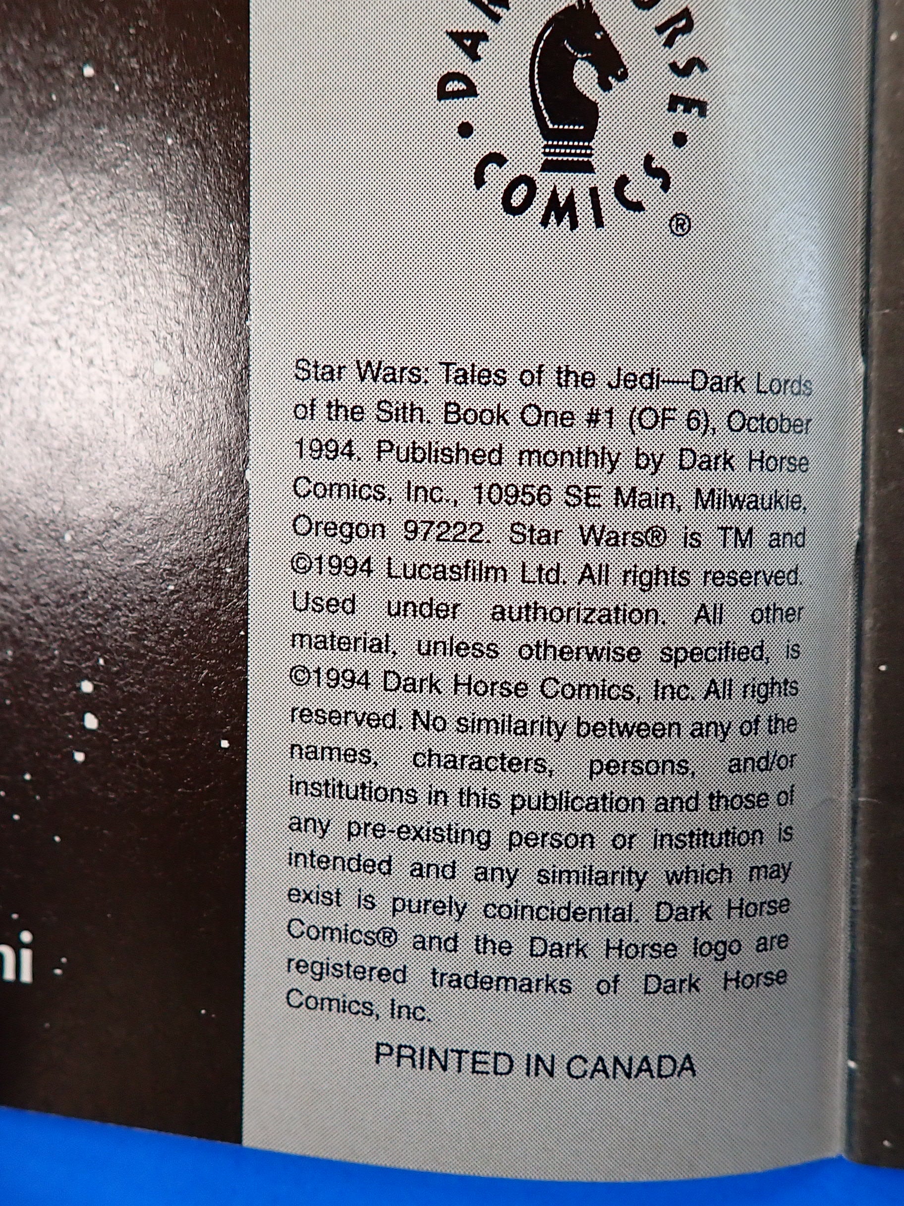 Star Wars Tales of the Jedi Dark Lords of the Sith 1-6 Full (1994) - VF/NM (9.0) - 1st App. Exar Kun