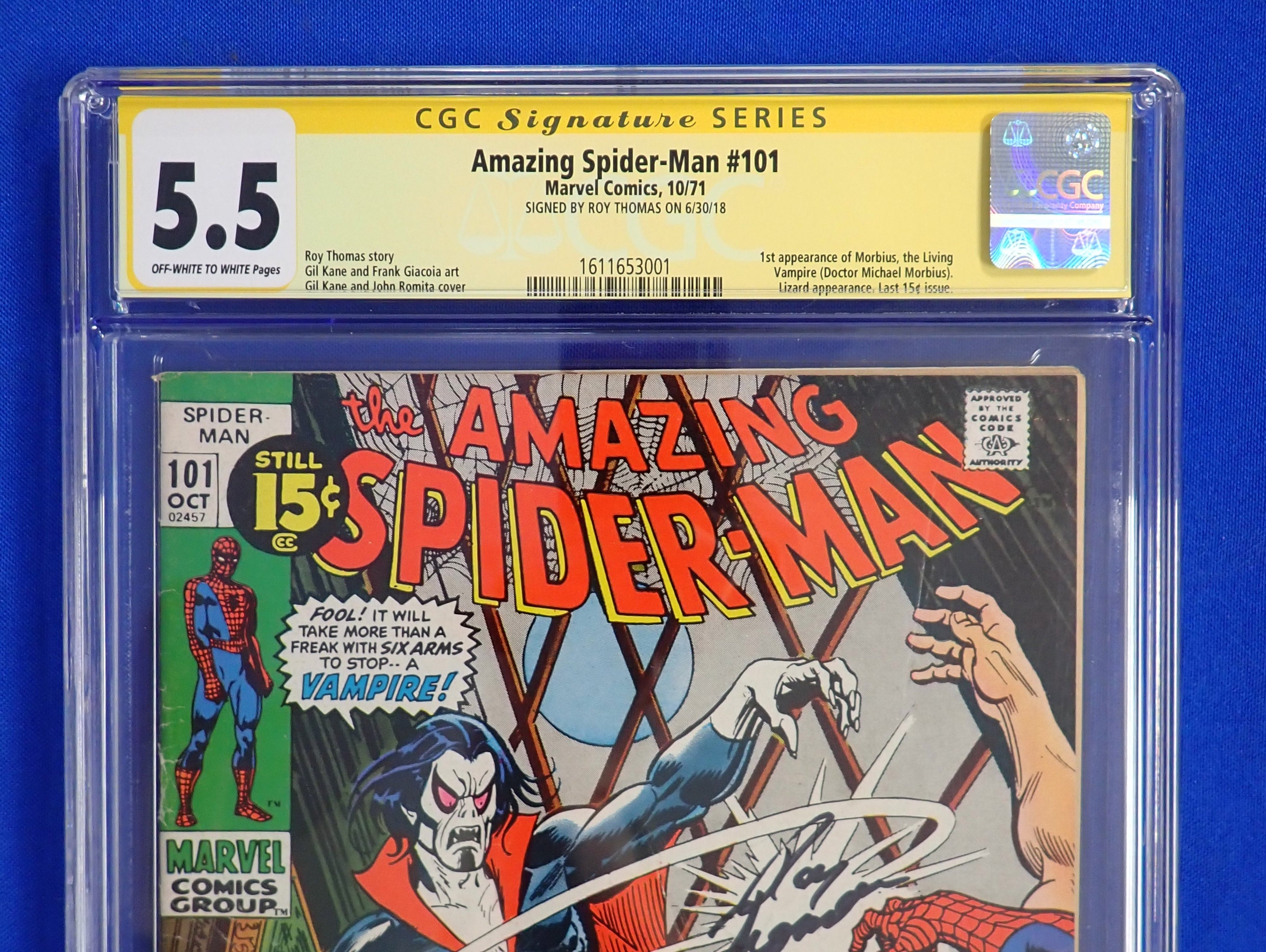 Amazing Spider-Man (1971) - CGC Grade 5.5 - SIGNED by Roy Thomas - 1st Morbius