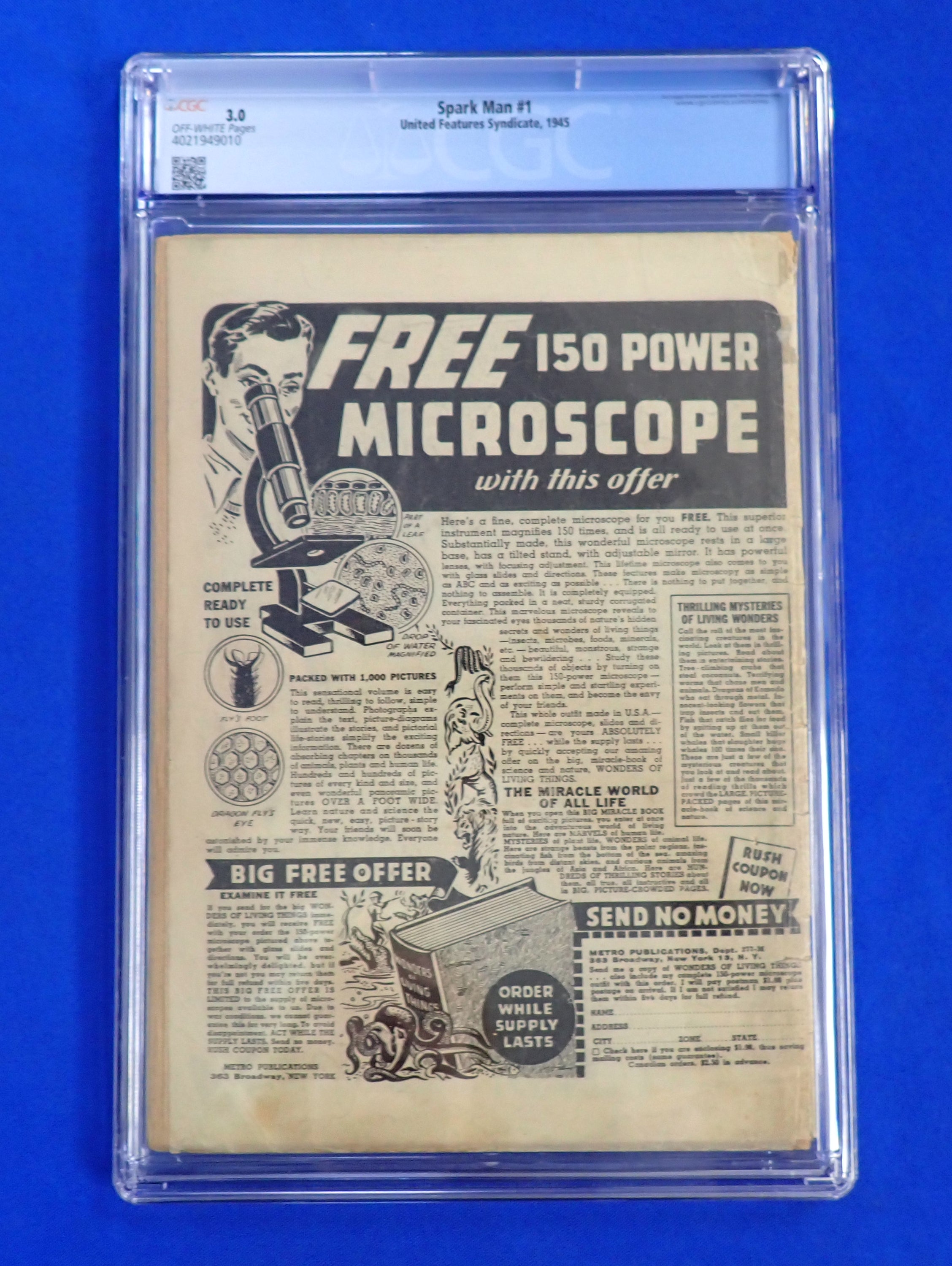 Spark Man #1 (1945) - CGC 3.0 - United Features Syndicate