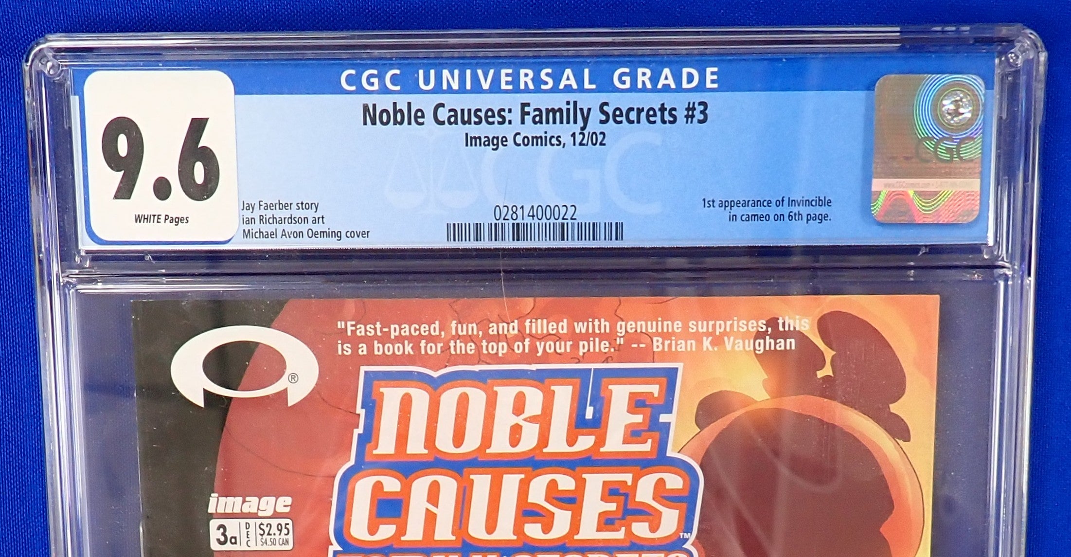Noble Causes: Family Secrets #3 (2002) - CGC 9.6 - 1st App. of Invincible, Cameo