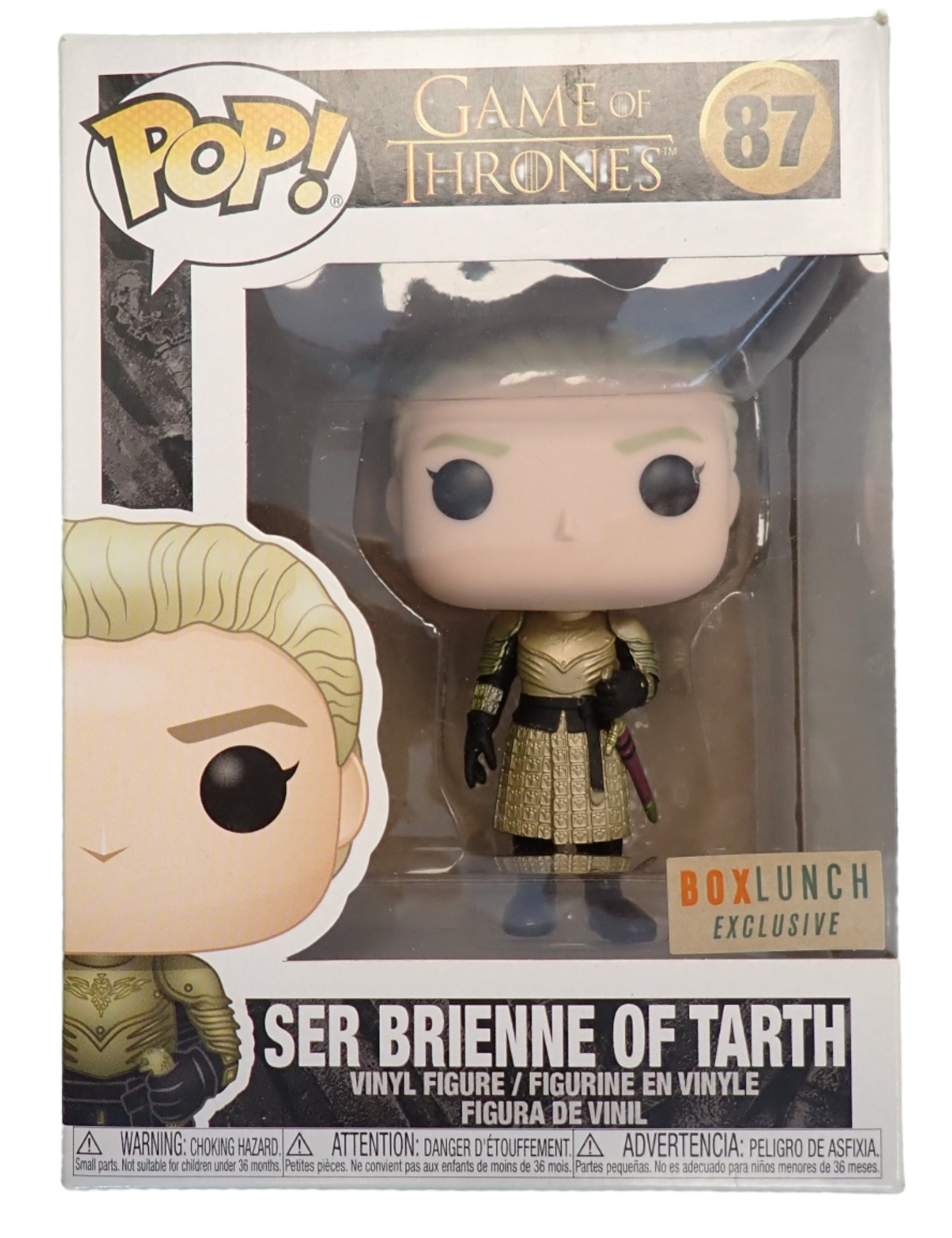 Funko Pop! vinyl figure packaging of Ser Brienne of Tarth from Game of Thrones, BoxLunch exclusive.