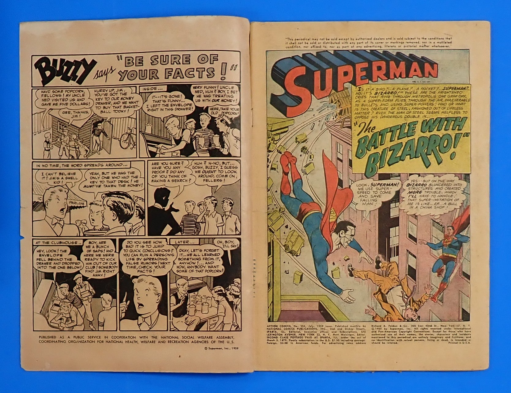 Action Comics #254 (1959) - FR/GD (1.0-1.5) - 1st Meeting Bizarro & Superman