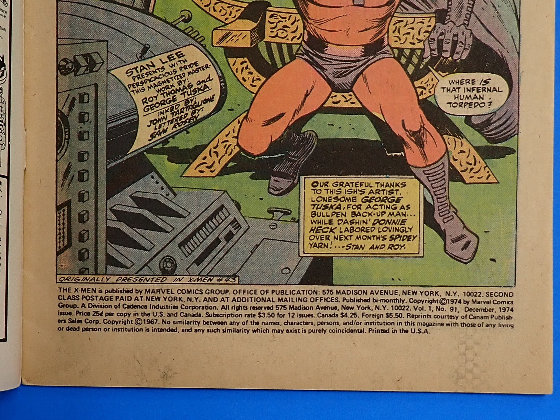 X-Men #91 (1975) - VG/VG- (3.5-4.0) - Reprints Issue #43