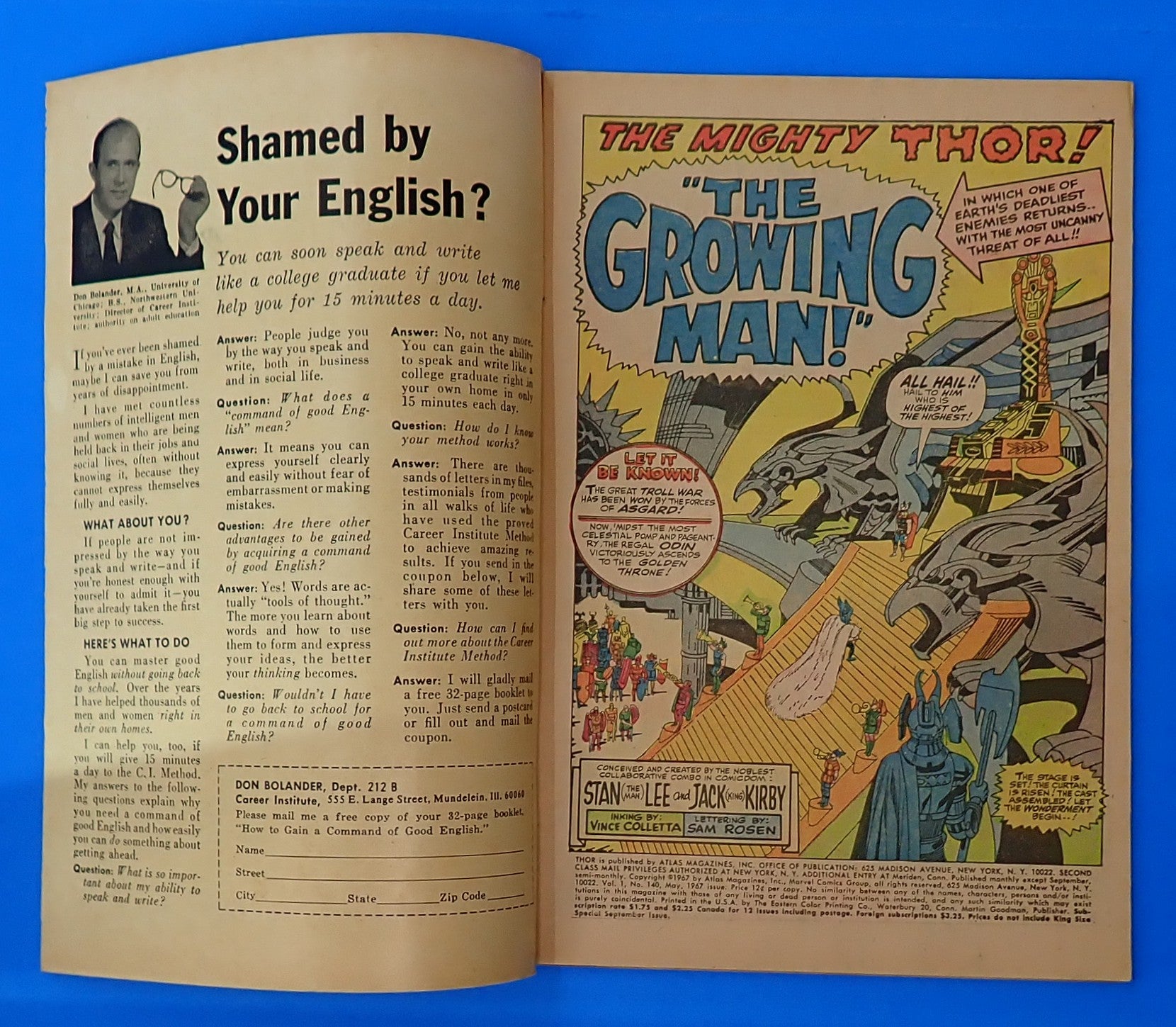 Thor #140 (1967) - VG/FN (5.0) - 1st App. Growing Man