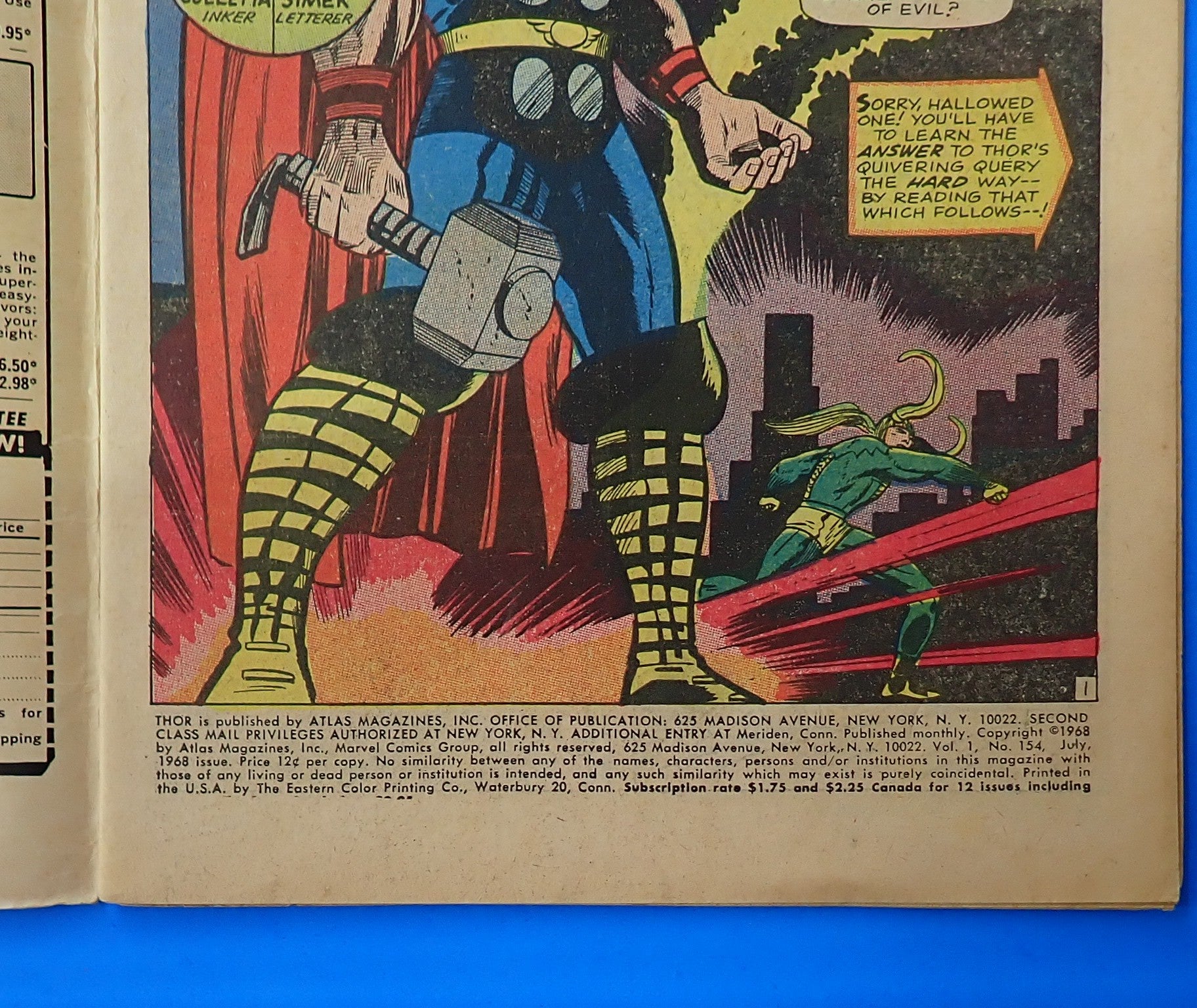 Thor #154 (1968) - VG/VG+ (4.0-4.5) - 1st App. Mangog