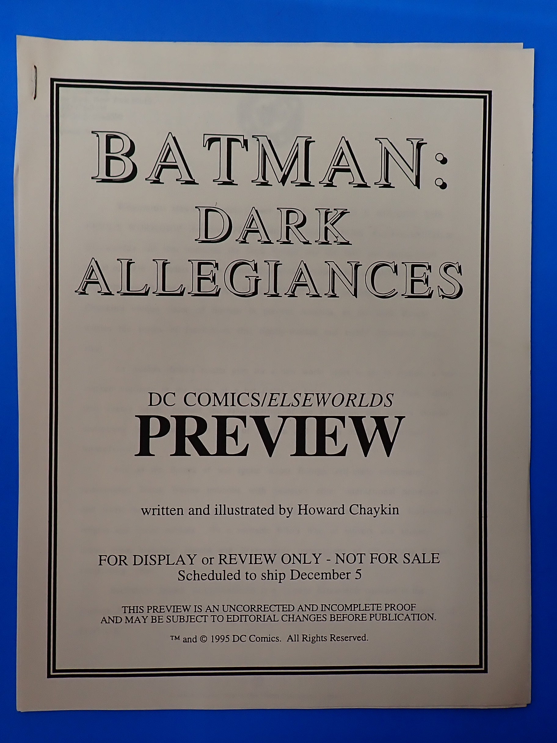 Batman Dark Allegiances (1995) Preview
